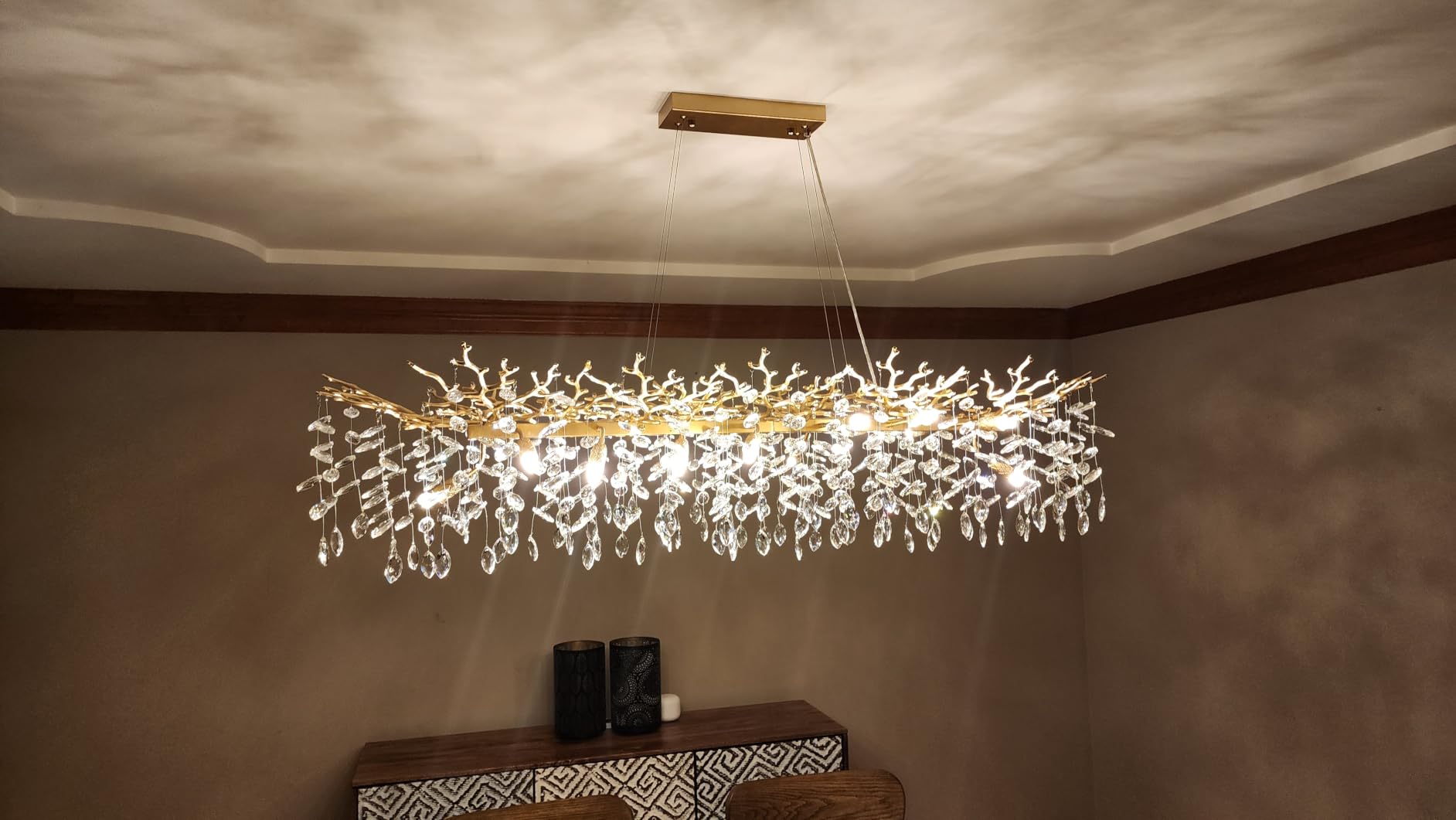 Modern Tree Branch Crystal Chandelier Luxury Gold Crystal Pendant Lighting 18