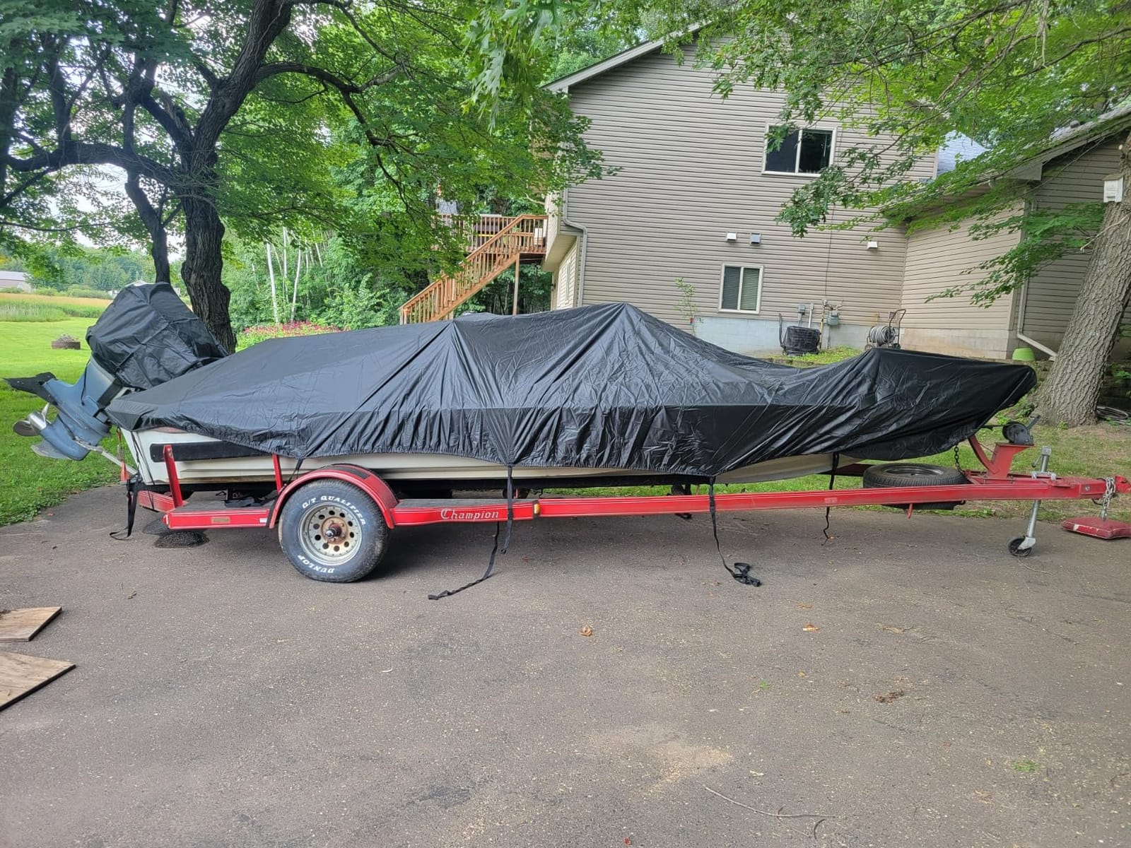 Bass Boat Cover 17-19 ft, Boat Cover with Motor Cover, Black customer photo 1