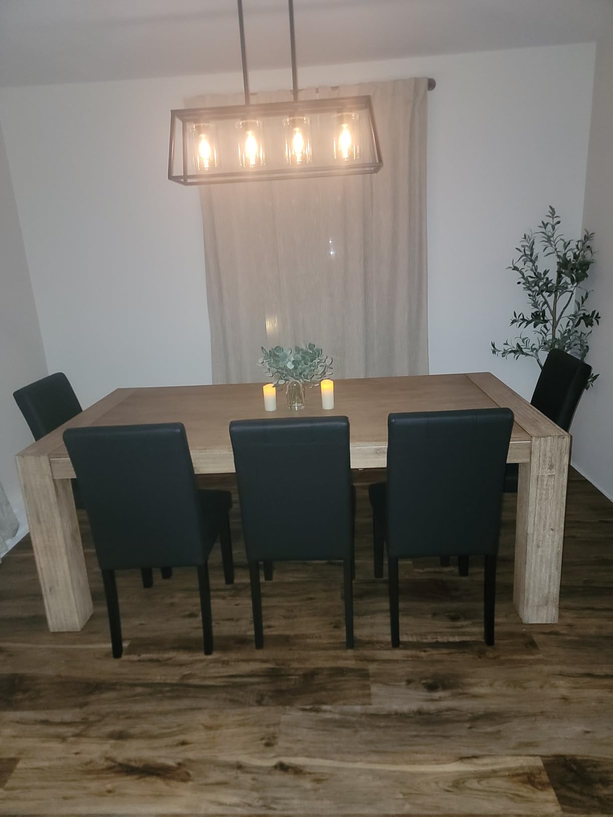 CHUN YI Dining Chairs Set of 4, Faux Leather Dining Room Chairs, Upholstered Modern Kitchen Parsons Chairs for Dining Room with Sturdy Wood Legs, Black (Only Chair) customer photo 2