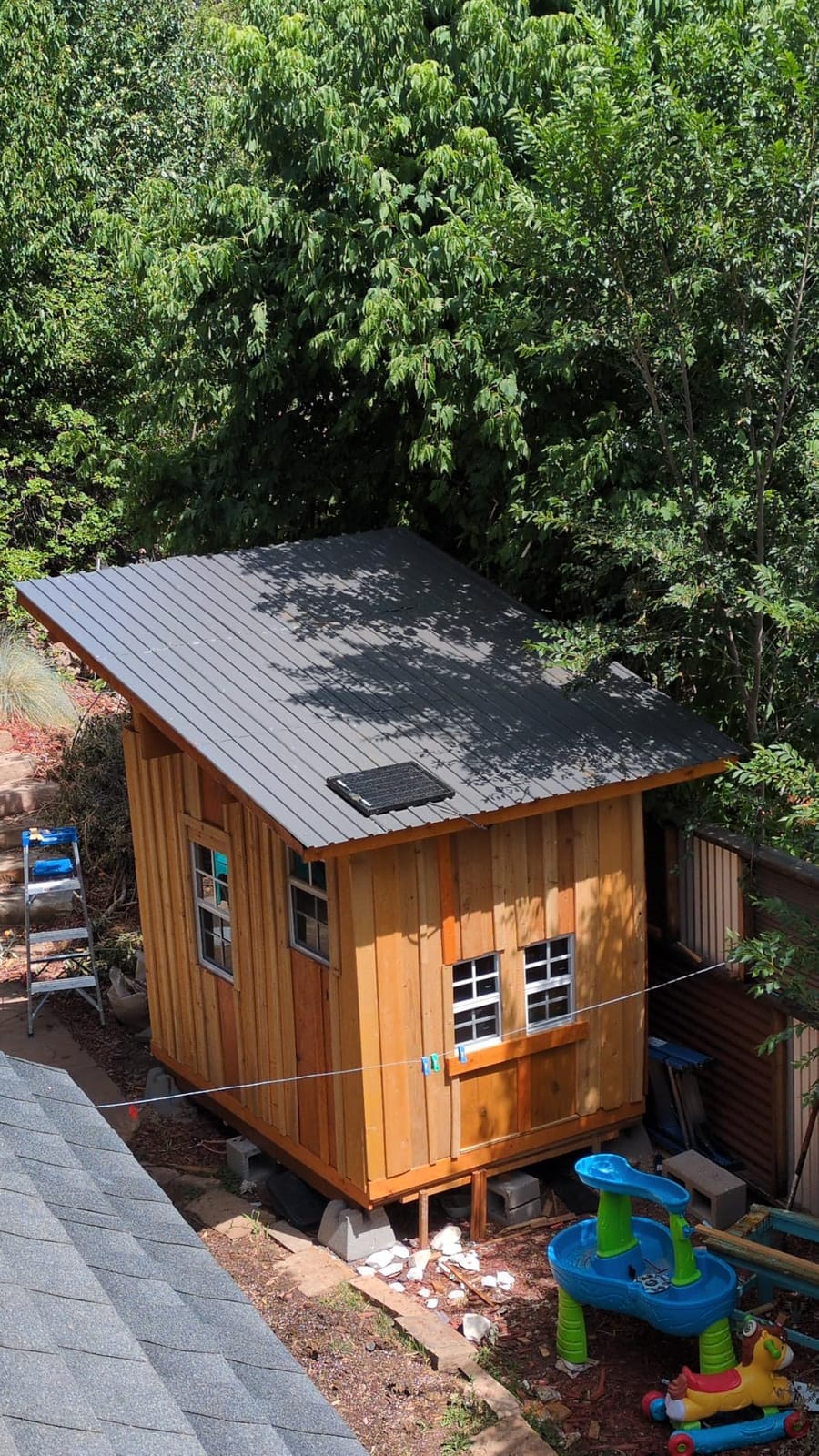 Metal Roof Panels 20 pcs 99 ft² Galvanized Steel Corrugated Tin Roofing Panels Gazebo Top Cover Garages,Sheds, Stables and Mobile Homes Replacement for Patio Outdoor Garden, Black customer photo 2