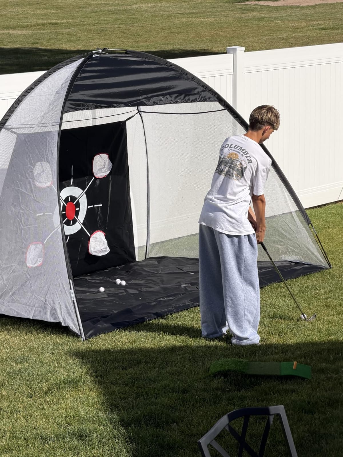 Golf Net with Practice Mat,Golf Hitting Aid Nets 10x7FT for Backyard Driving Chipping Training Swing with Target Mat Balls for Outdoor Indoor,Gifts for Men Dad Him and Golfer customer photo 1