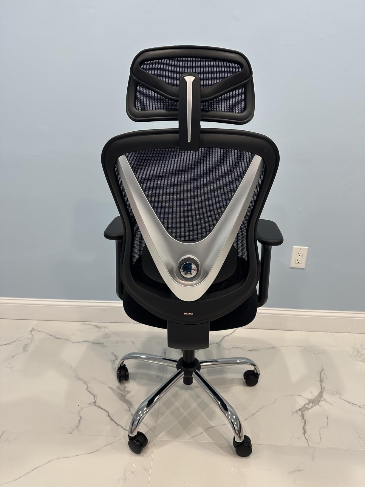 HOLLUDLE Ergonomic Mesh Office Chair - 3D Adjustable Lumbar Support & 3D Armrests, V-Shaped Back, Adjustable Desk Chair for Office & Home, Black customer photo 1