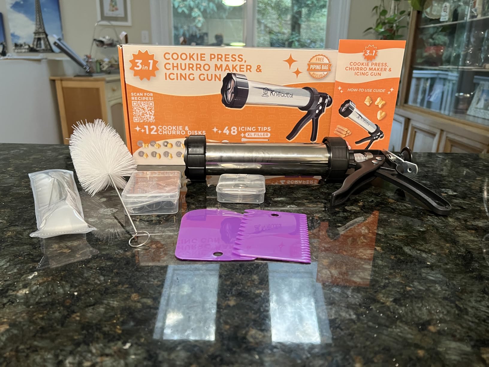 KneadEat 68-Piece Spritz Cookie Press, Churro Maker, Frosting Piping Kit customer photo 1