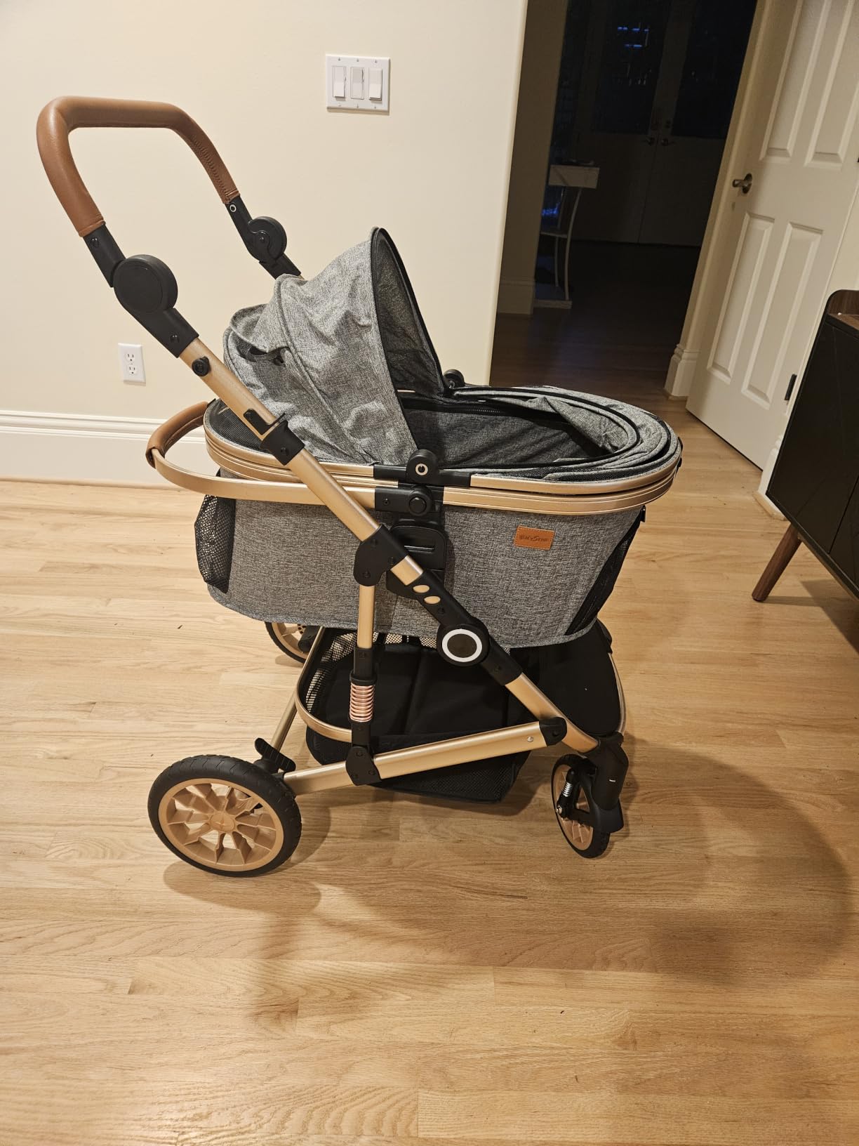 Bicystar Dog Stroller with Detachable Carrier, Rubber Wheels, 50 lbs, Tan customer photo 1