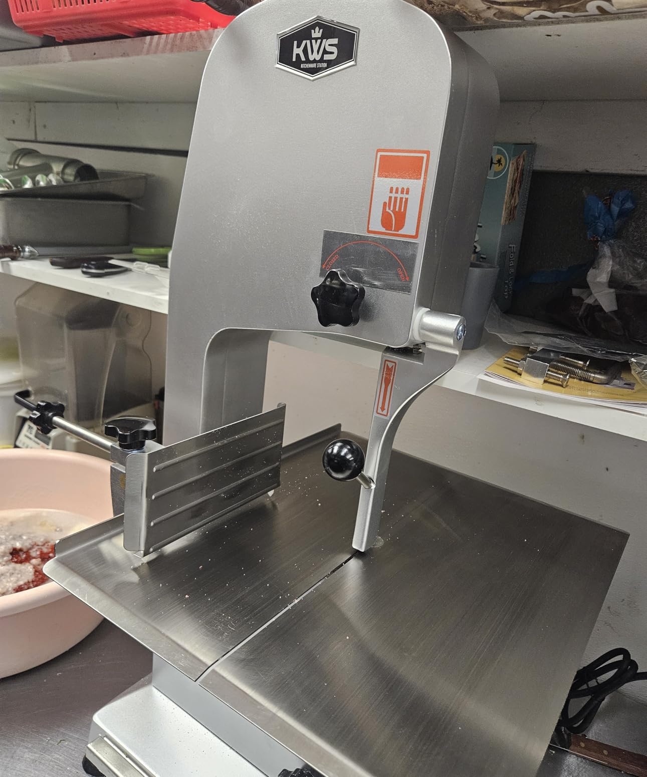 KWS KitchenWare Station B-210S 1500W 2HP Countertop Compact Electric Bone Band Saw – ETL & NSF Certified Commercial Meat Cutter, 6