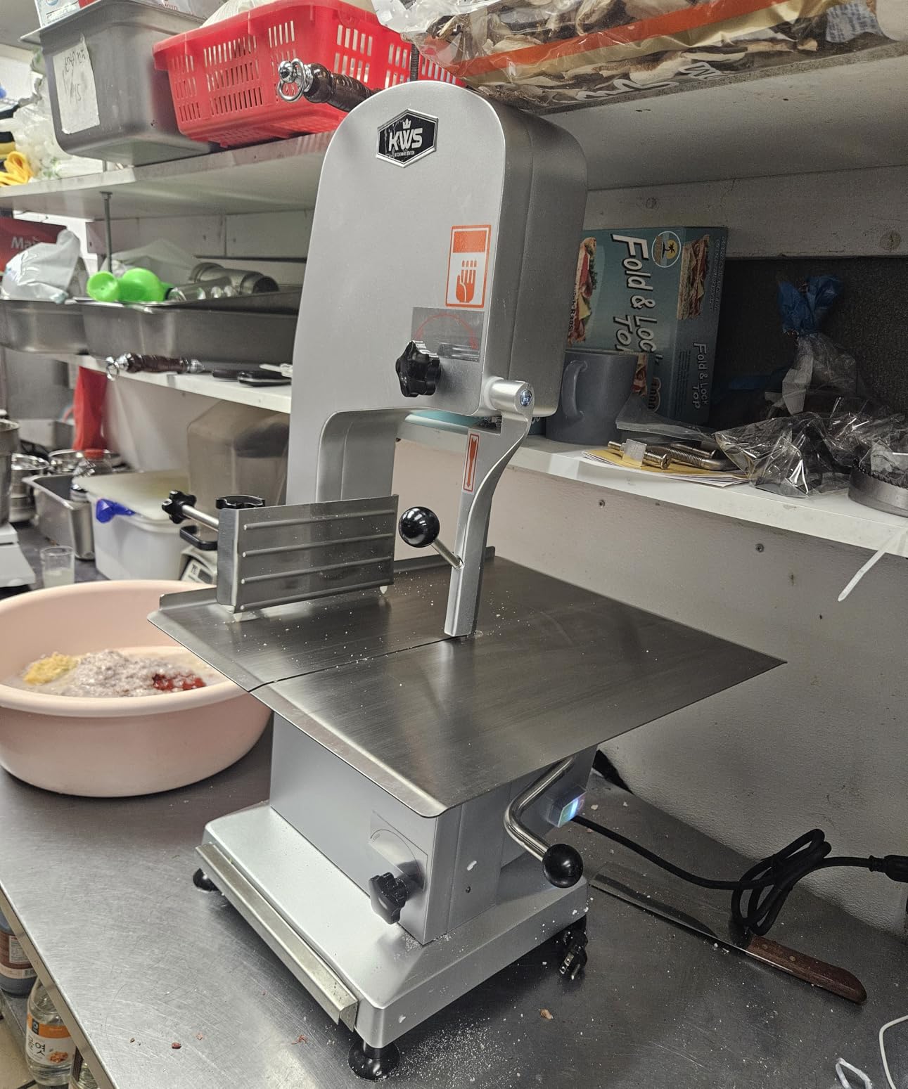 KWS KitchenWare Station B-210S 1500W 2HP Countertop Compact Electric Bone Band Saw – ETL & NSF Certified Commercial Meat Cutter, 6