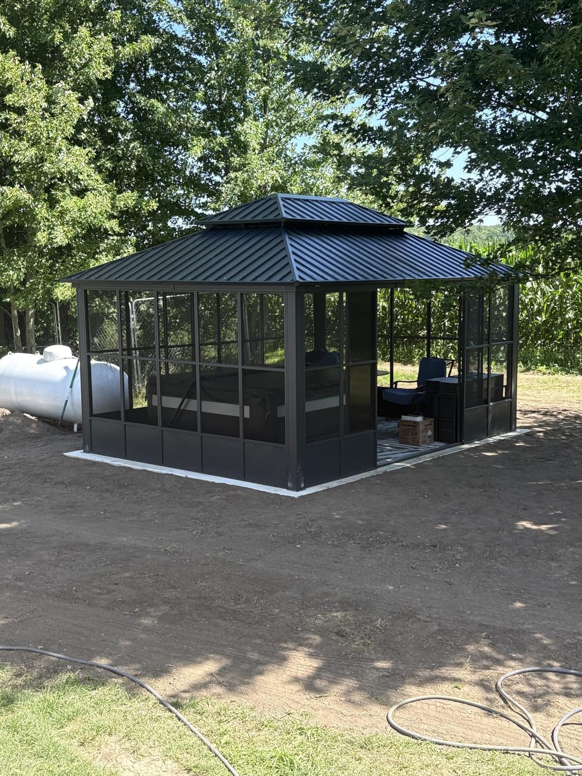 PURPLE LEAF Enclosed Gazebo Sunroom 12' x 14' Aluminum Gazebo, Grey | Built To Last Outdoors, Extend Your Living Area, Reliable Weather Protection, Sliding Doors on Front & Back customer photo 2