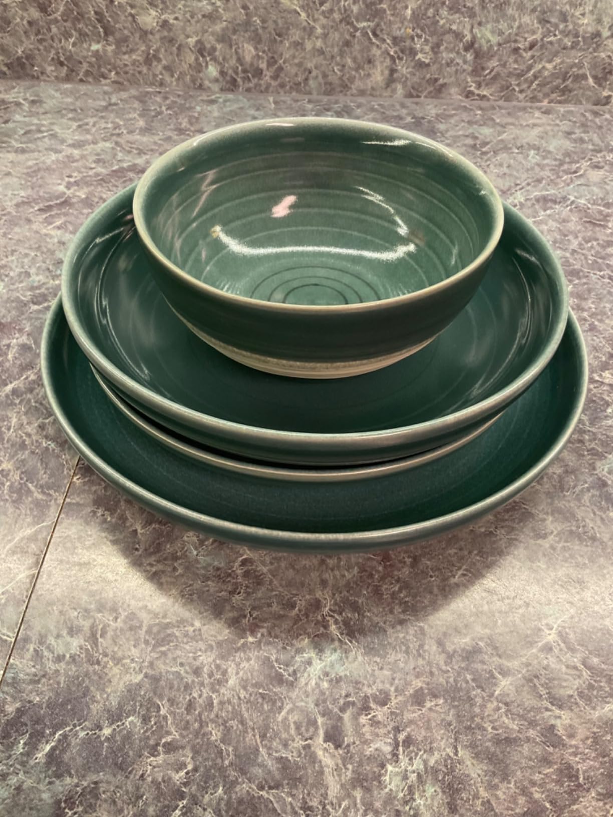 Gibson Elite Tatum Premium Porcelain Matte Reactive Glaze 16-Piece (Service for 4) Plates and Bolws Stackable Dishes Ceramic Dinnerware - Blue customer photo 2