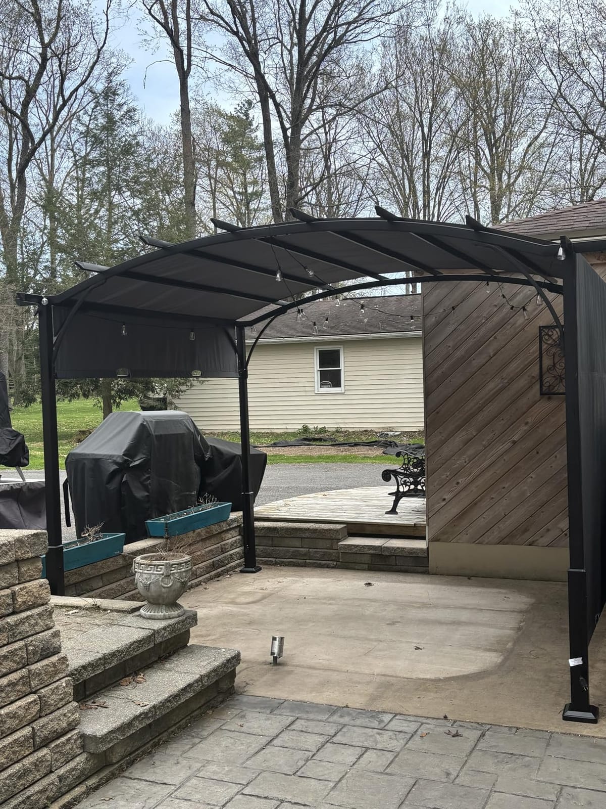 ABCCANOPY Arched Pergola 10'x12' with Retractable Sun Shade, Dary Gray customer photo 1