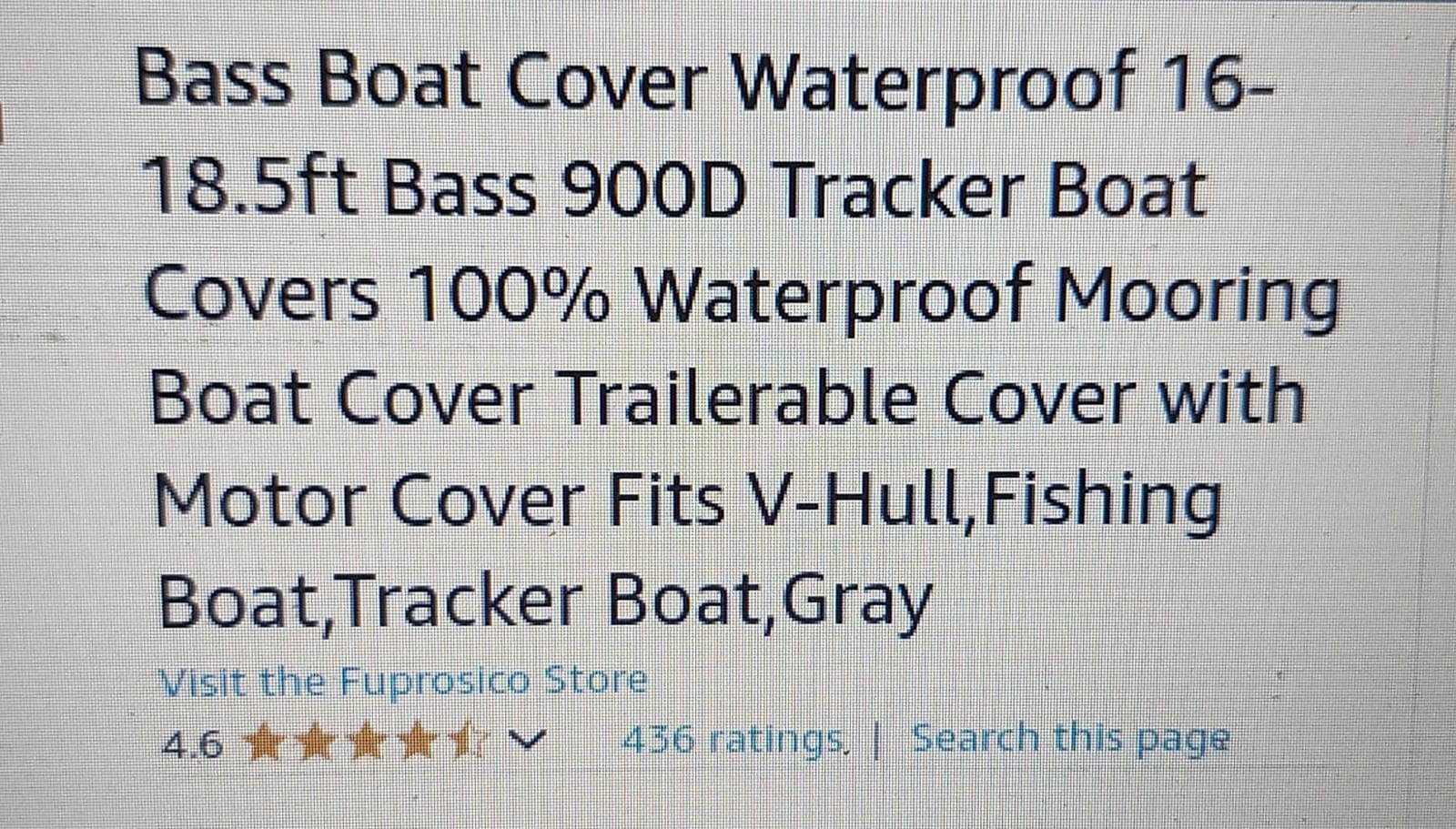 Trailerable Boat Cover 20-22ft, Waterproof Heavy Duty 1200D,V-Hull,Gray customer photo 1