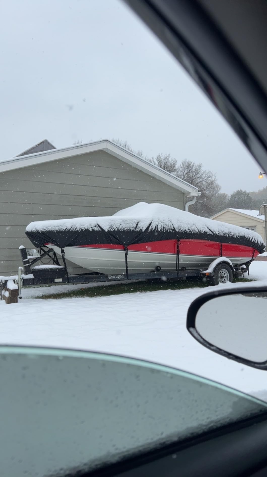 Trailerable Boat Cover 16-18.5ft, Waterproof Heavy Duty 1200D,V-Hull,Black customer photo 2