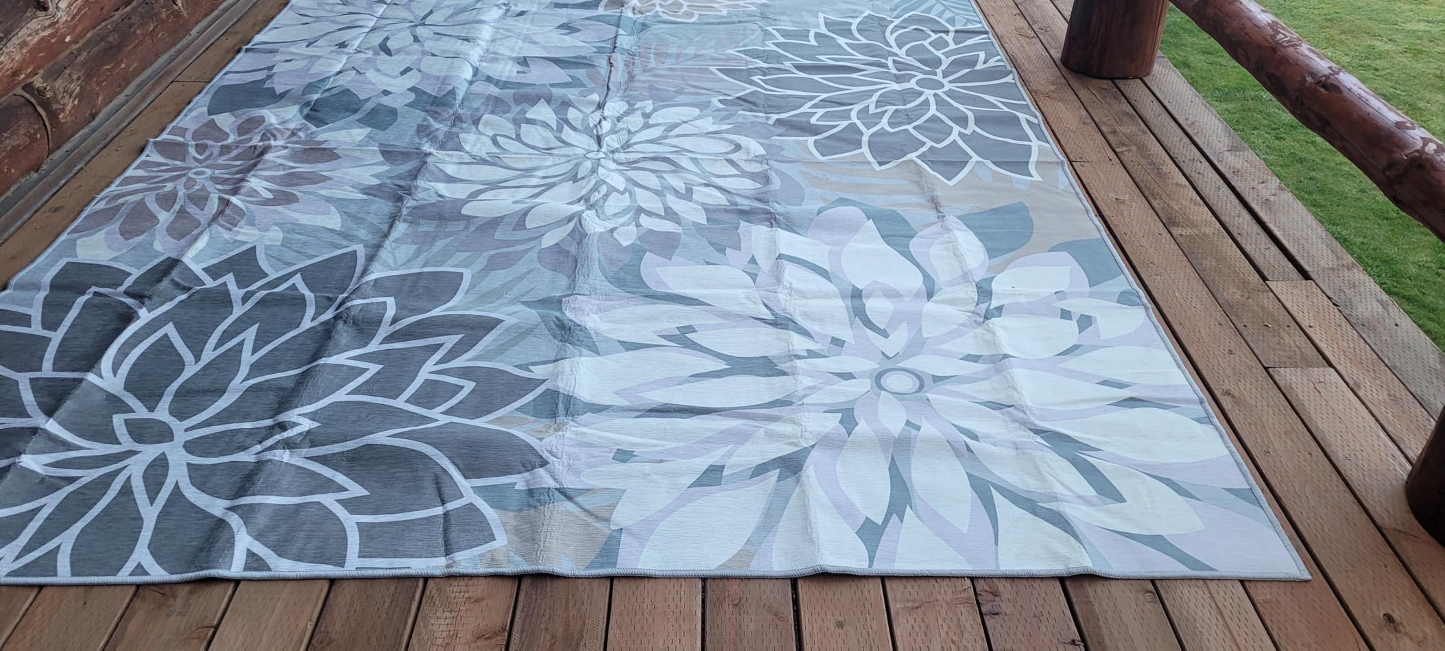 Arenarug Outdoor Rug Waterproof, Washable Patio Rug for Deck, 5x8, Colorful | UV Resistant Chenille Fabric, Stain Resistant, Non Slip, Tropical Camping Carpet for Porch, Backyard customer photo 1