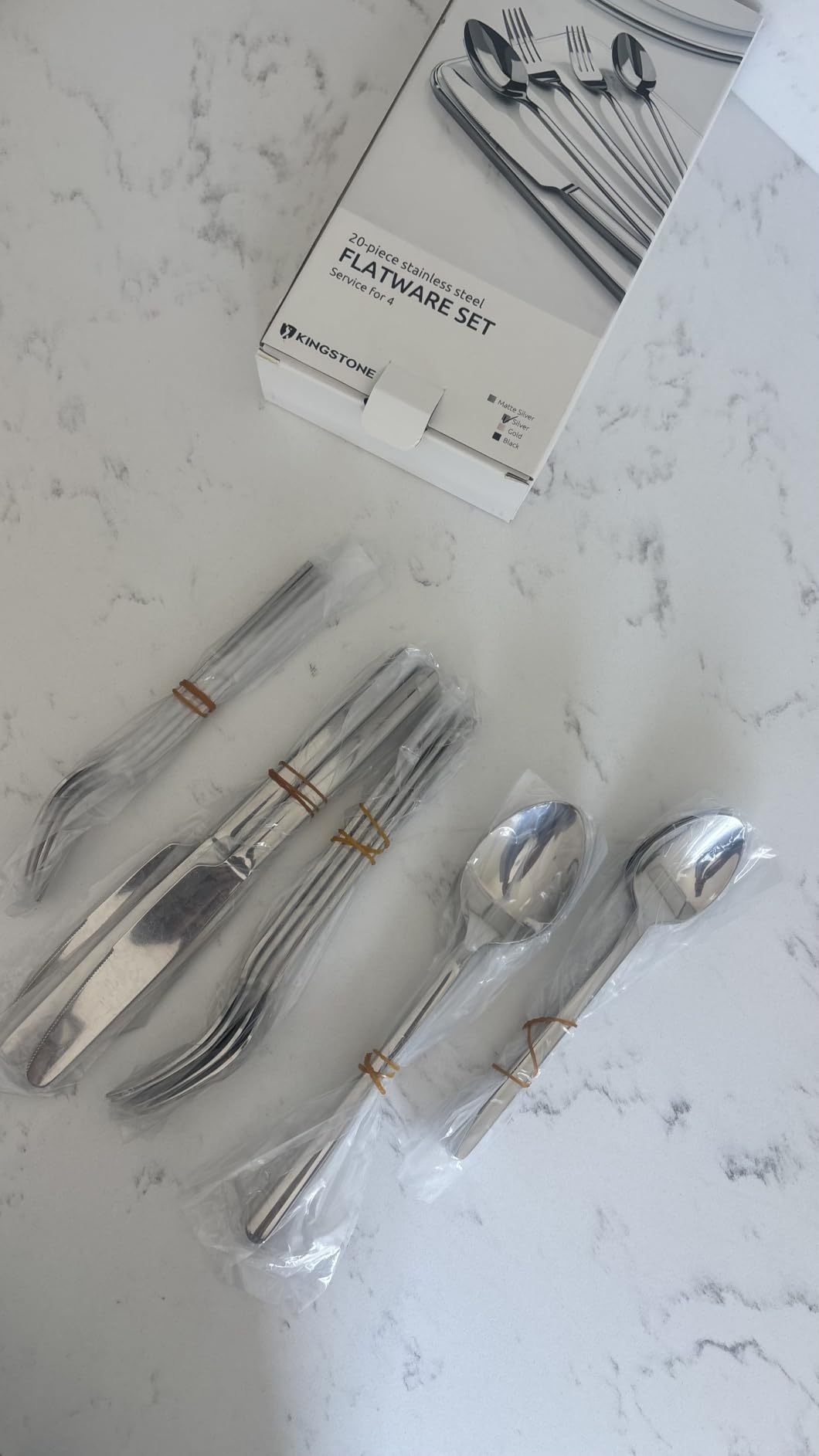 KINGSTONE Gold Silverware Set, 40 Piece Flatware Cutlery Set for 8, 18/10 Stainless Steel Silverware Mirror Polished Dishwasher Safe for Home, Restaurant, Wedding, Party(Gold, 40 pieces for 8) customer photo 2