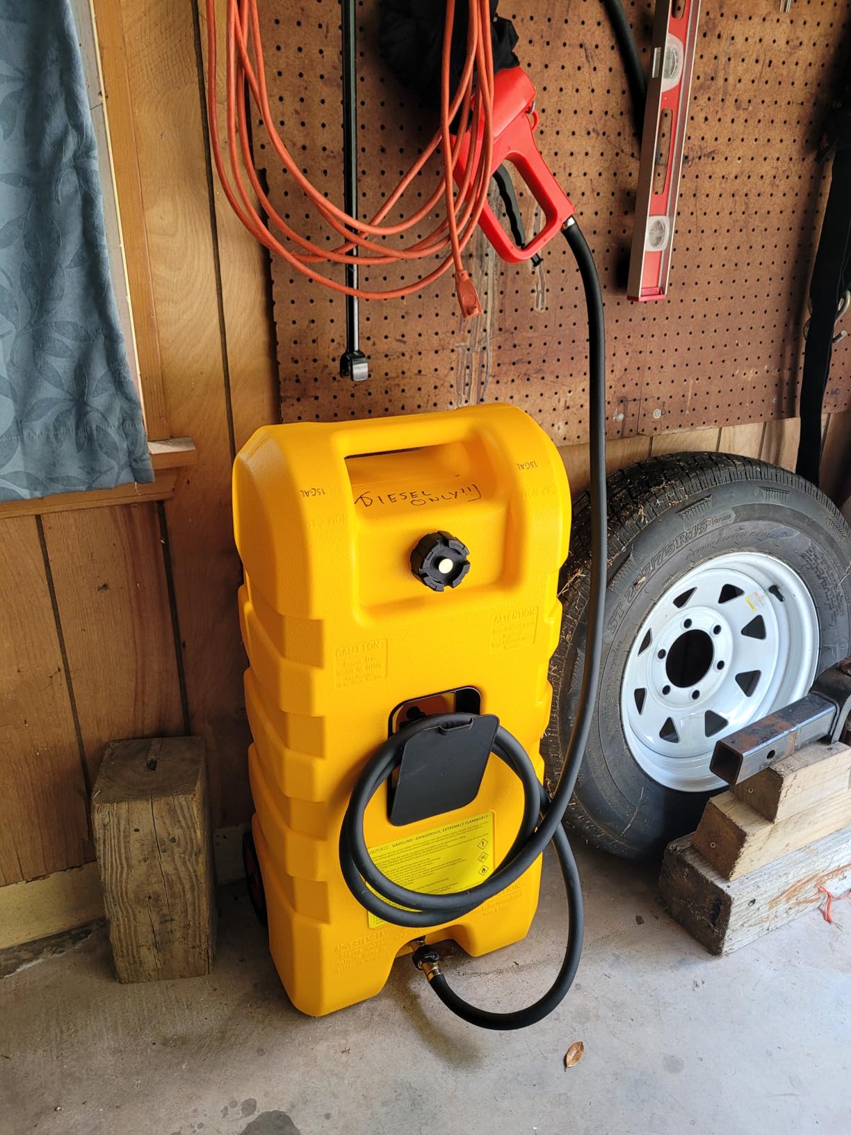 15 Gallon Fuel Caddy, Portable Gas Can Fuel Tank with Manual Siphon Pump & 10FT Hose, Wheeled Fuel Container for Gasoline Diesel Storage, Car, ATV, Boat, Lawn Mower, Generator, Red customer photo 2