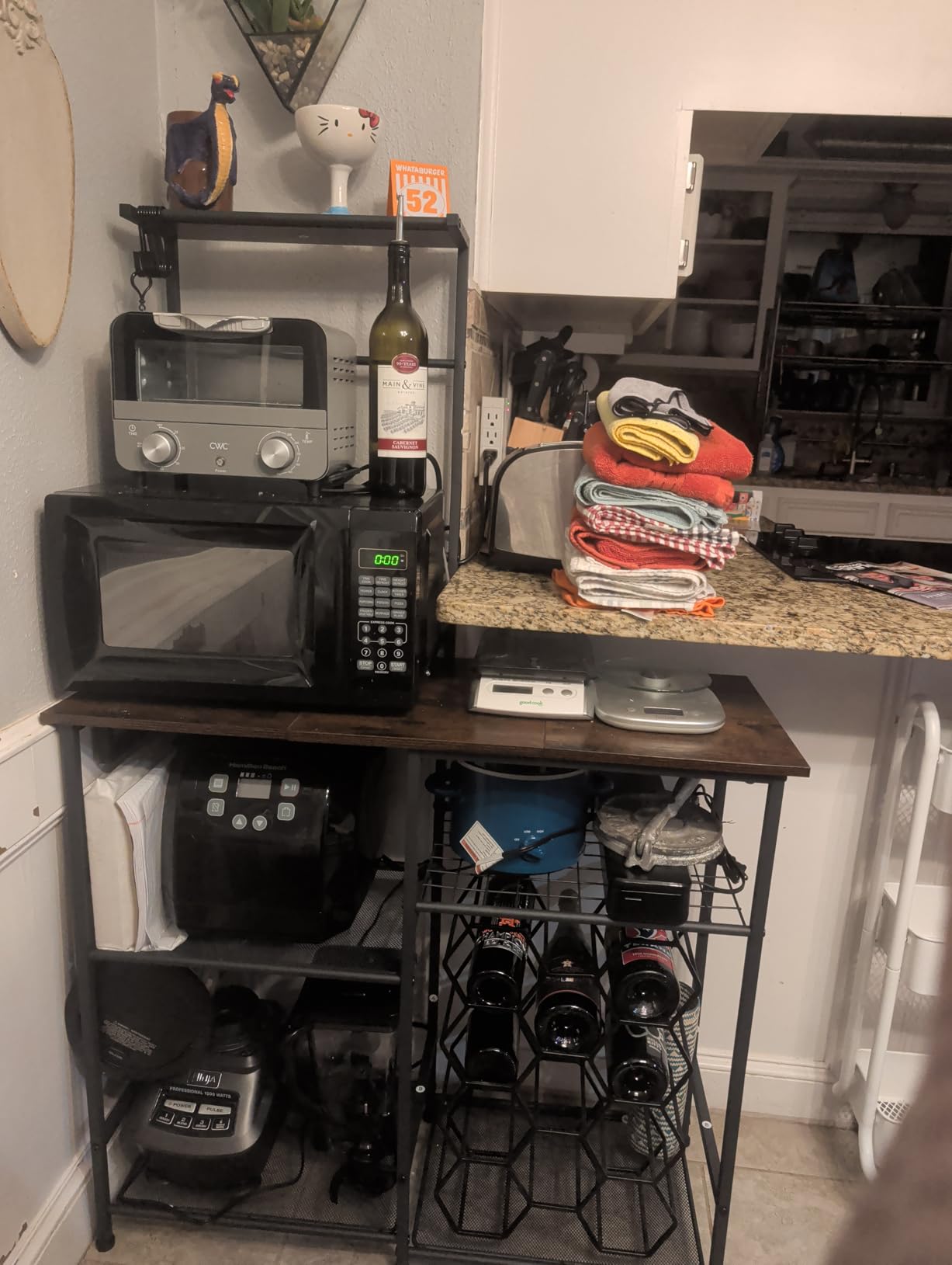 3IngSeagulls Bakers Rack with Power Outlet, Kitchen Microwave Stand with 10 S-shaped Hooks, 6-Tier Coffee Bar Station, Kitchen Storage Shelf Rack for Spices, Pots, Rustic Brown customer photo 2