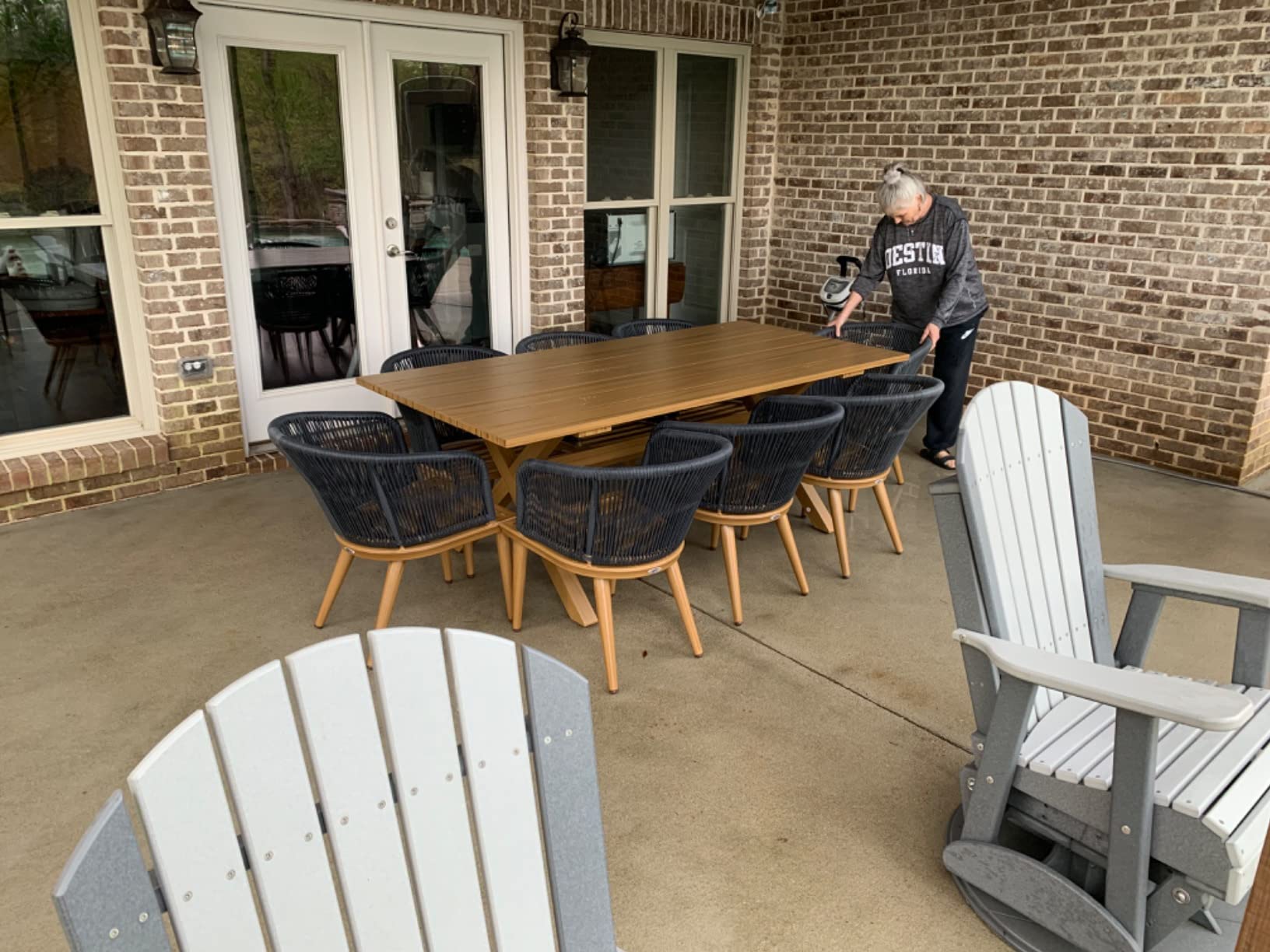 PURPLE LEAF 9 Pieces Patio Dining Set Rectangular Table and Chair Champagne customer photo 1