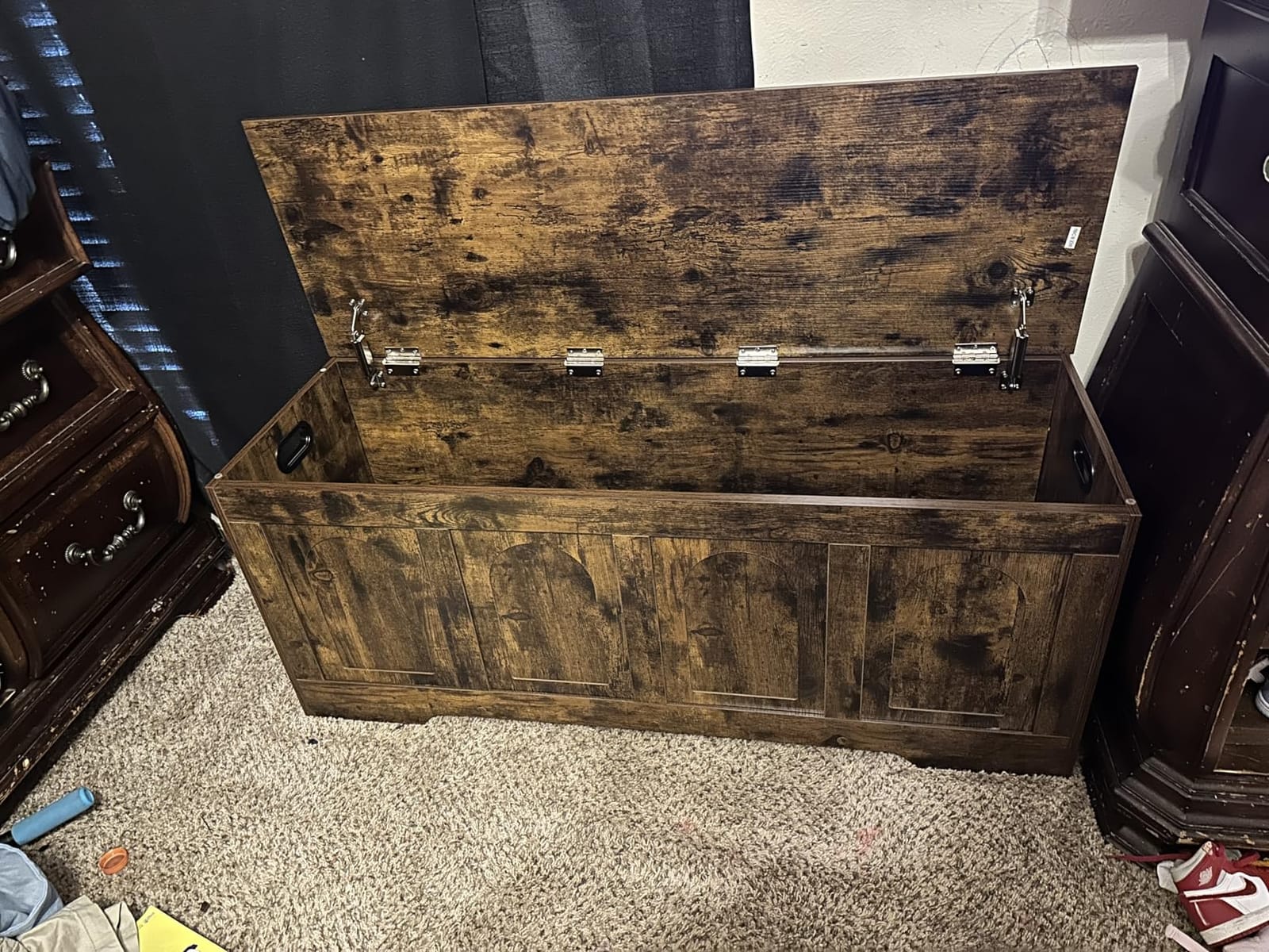 DINZI LVJ Storage Chest, Wooden Toy Box, Rustic Brown 47.2