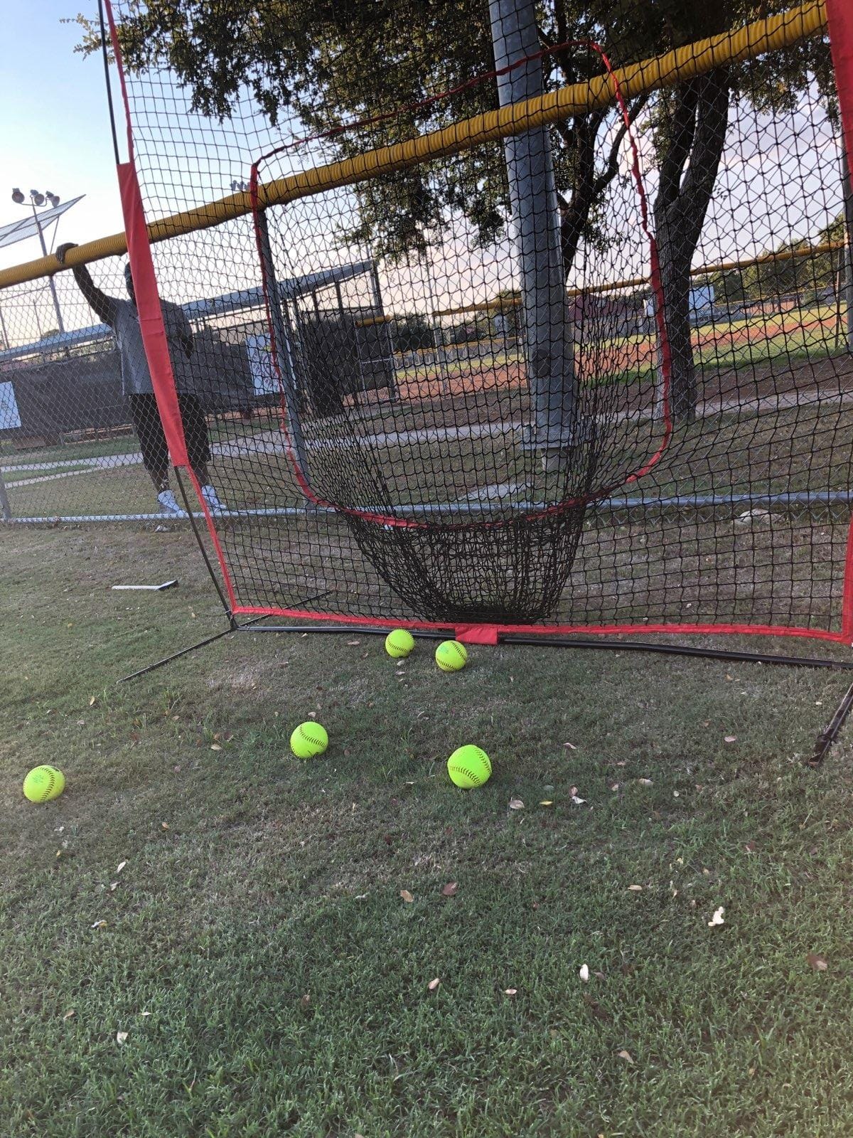 Amazon Basics Portable Baseball & Softball Hitting, Pitching, Practice Net with Strike Zone Target, 7 x 7 ft customer photo 2