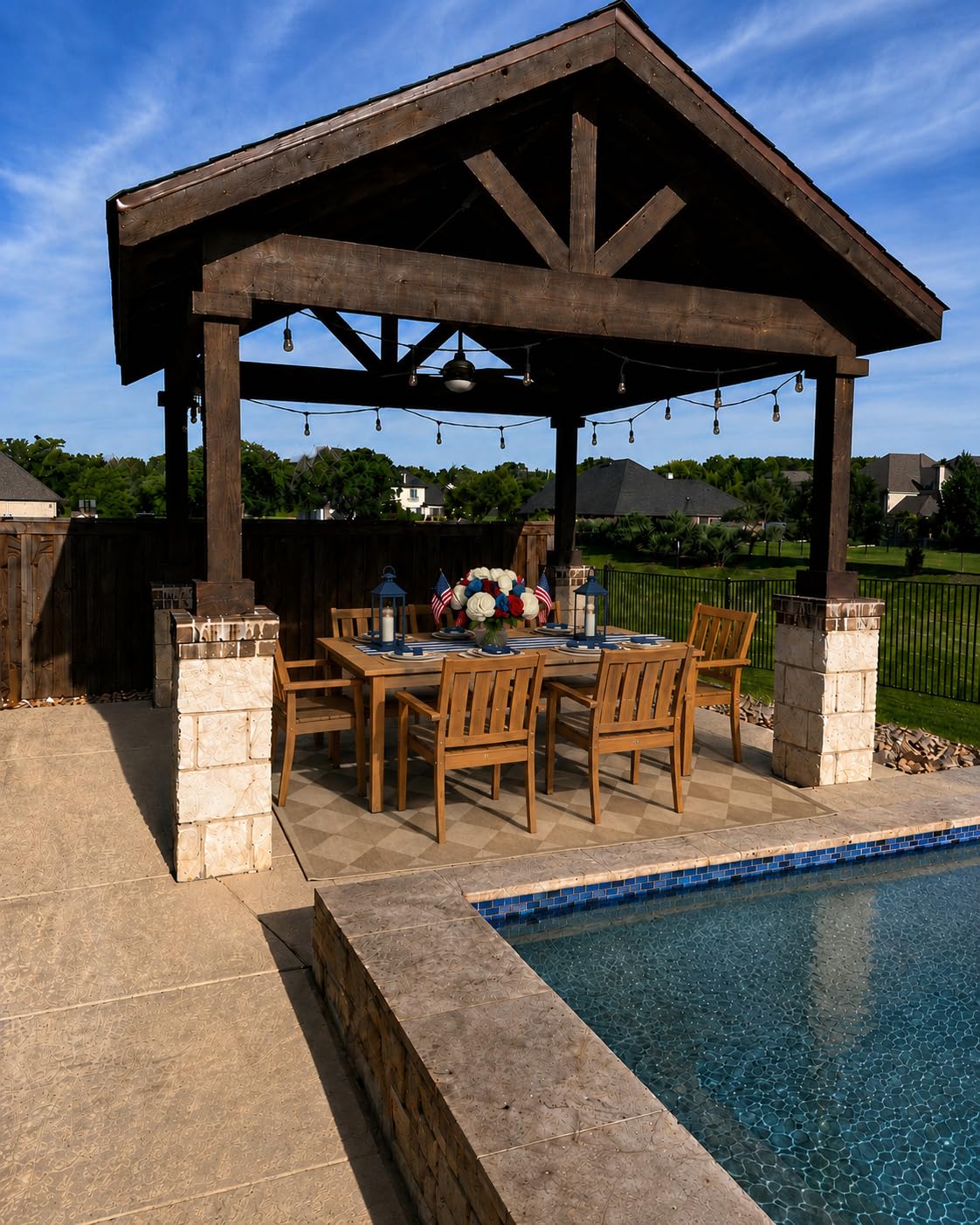 YEFU 7-Piece Patio Table Set, All-Weather HIPS, Metal Aluminum Frame, Teak customer photo 1