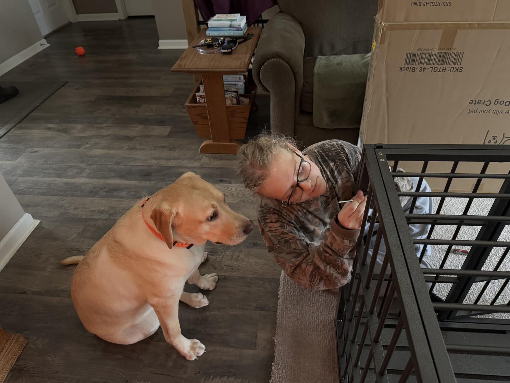 48 Inch Heavy Duty Dog Crate with Wheels,Indestructible Escape-Proof Dog Kennel with Locking Latch and Double Door,Extra Large XL XXL Crate Indoor for Large and Medium Dog with Removable Tray customer photo 1