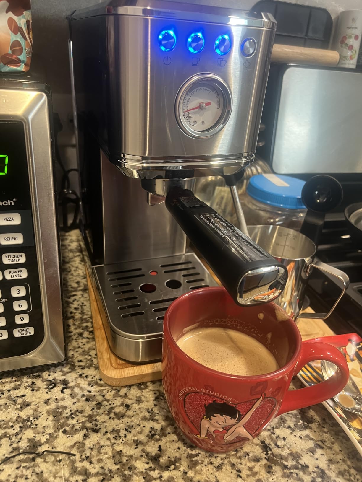 CHULUX Slim Espresso Machine with Milk Frother for Home Cappuccino, Creamy | Precise Pressure Gauge, Food-Grade Materials, 20 Bar Italian Pump, Professional Temperature Control System, Stainless Steel customer photo 1