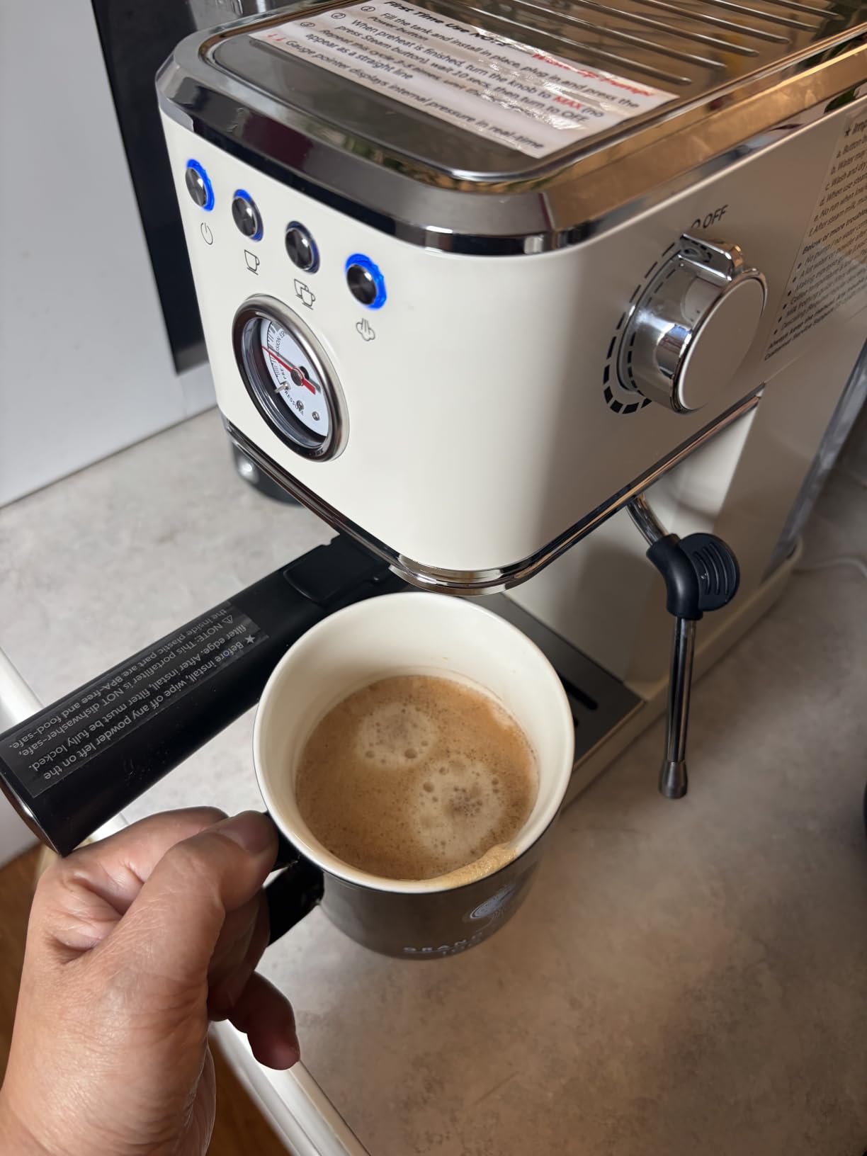 CHULUX Slim Espresso Machine with Milk Frother for Home Cappuccino, Creamy | Precise Pressure Gauge, Food-Grade Materials, 20 Bar Italian Pump, Professional Temperature Control System, Stainless Steel customer photo 2