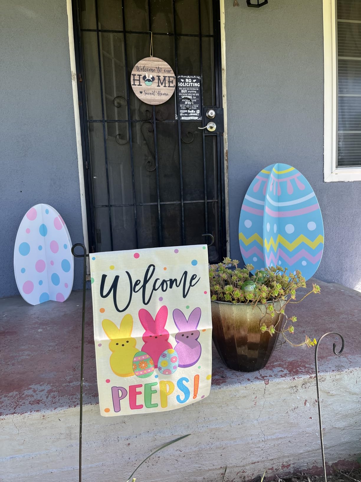 Easter Garden Flag (12x18) Double Sided - Welcome Bunny Spring Yard Flag - Easter Decorations Outdoor - Holiday Flag for Porch Patio Lawn Garden Decor customer photo 2