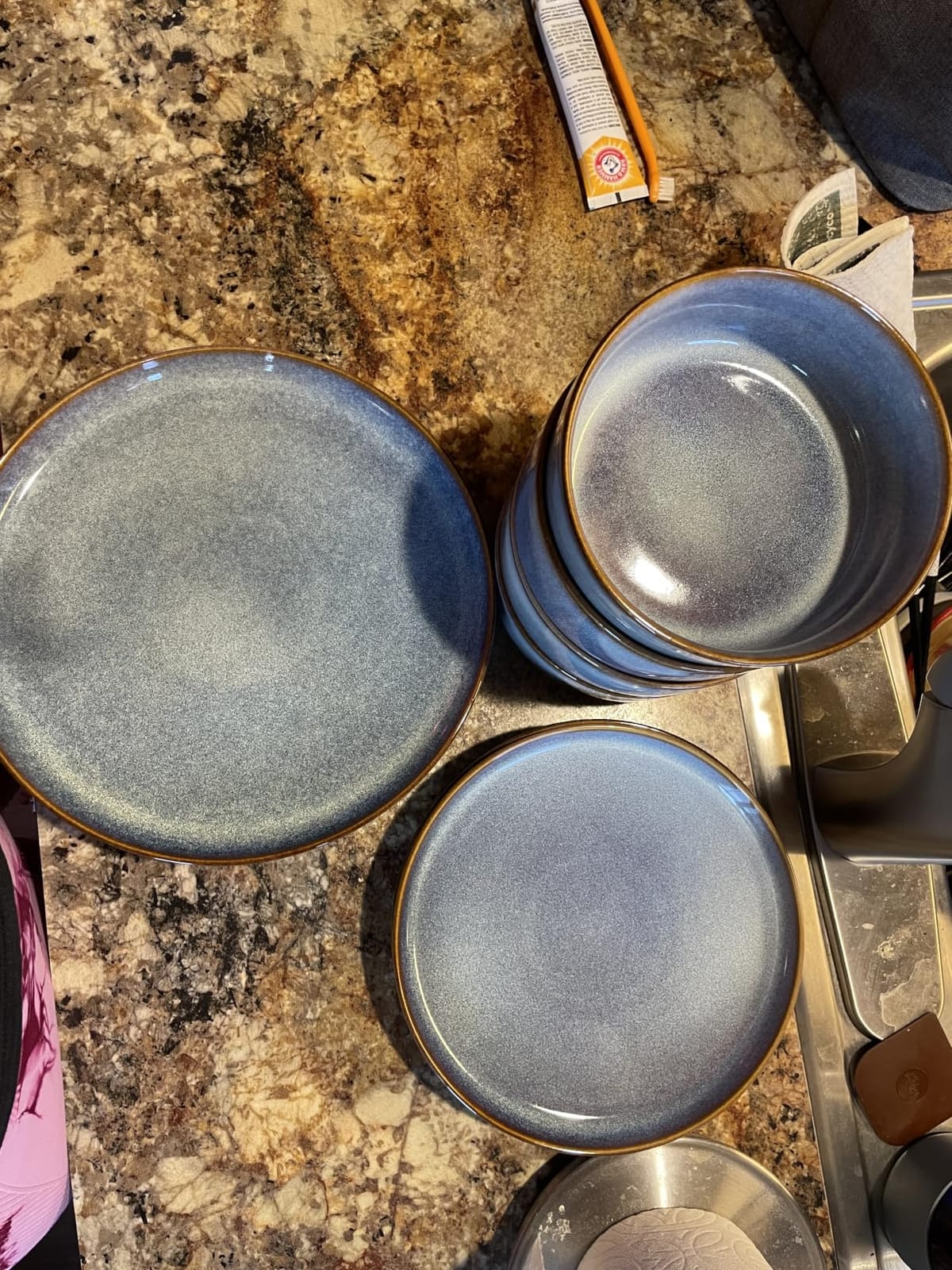 vancasso PLAYA Plates and Bowls Sets, 12 Pieces Grey-Blue Dinnerware Sets for Kitchen, Reactive Glaze Dishes Set for 4, Dishwasher and Microwave Safe customer photo 1