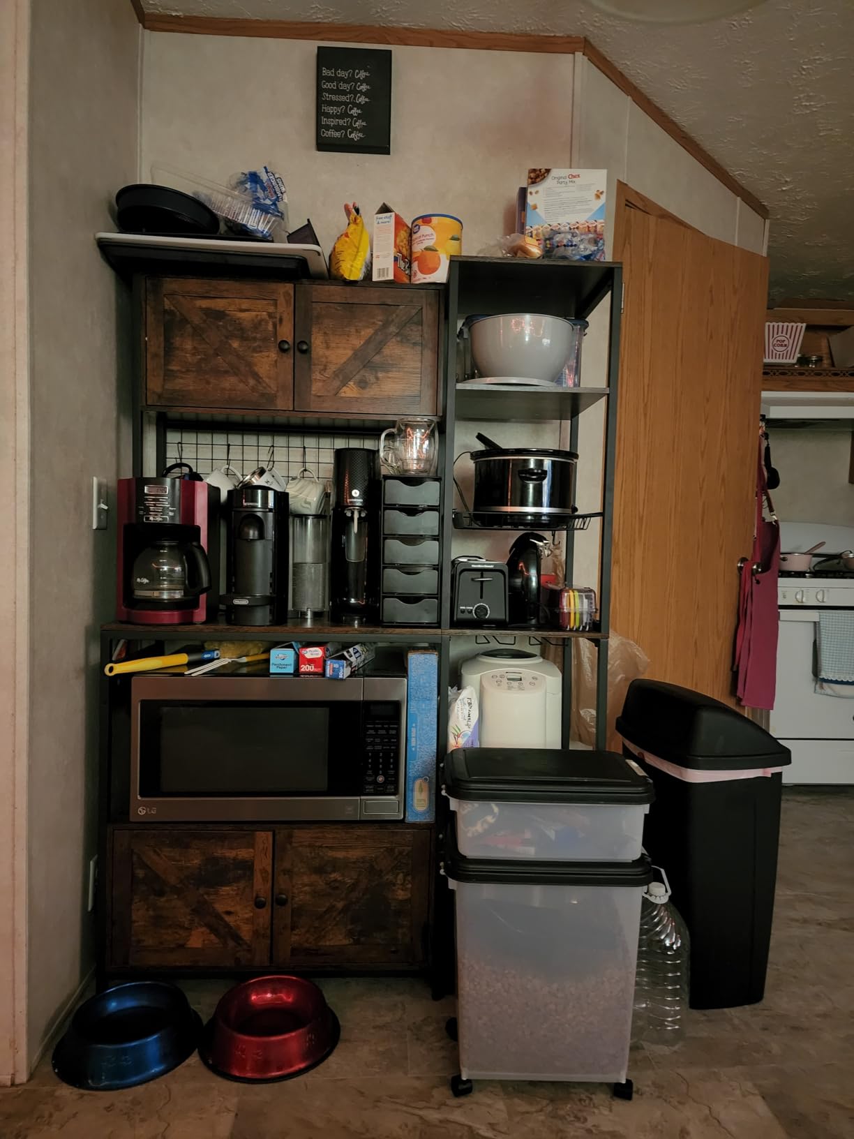IRONCK Bakers Rack with Cabinet and Power Outlet, Coffee Bar, Vintage Black customer photo 2