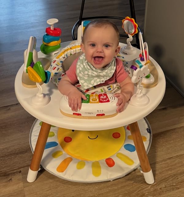 Little Acorn, 4-in-1 Baby Activity Center | Montessori-Inspired Design | 8 Interactive Toys | Tummy Time, Exersaucer & Toddler Table | Shower Gift | Essential (Sun) customer photo 2