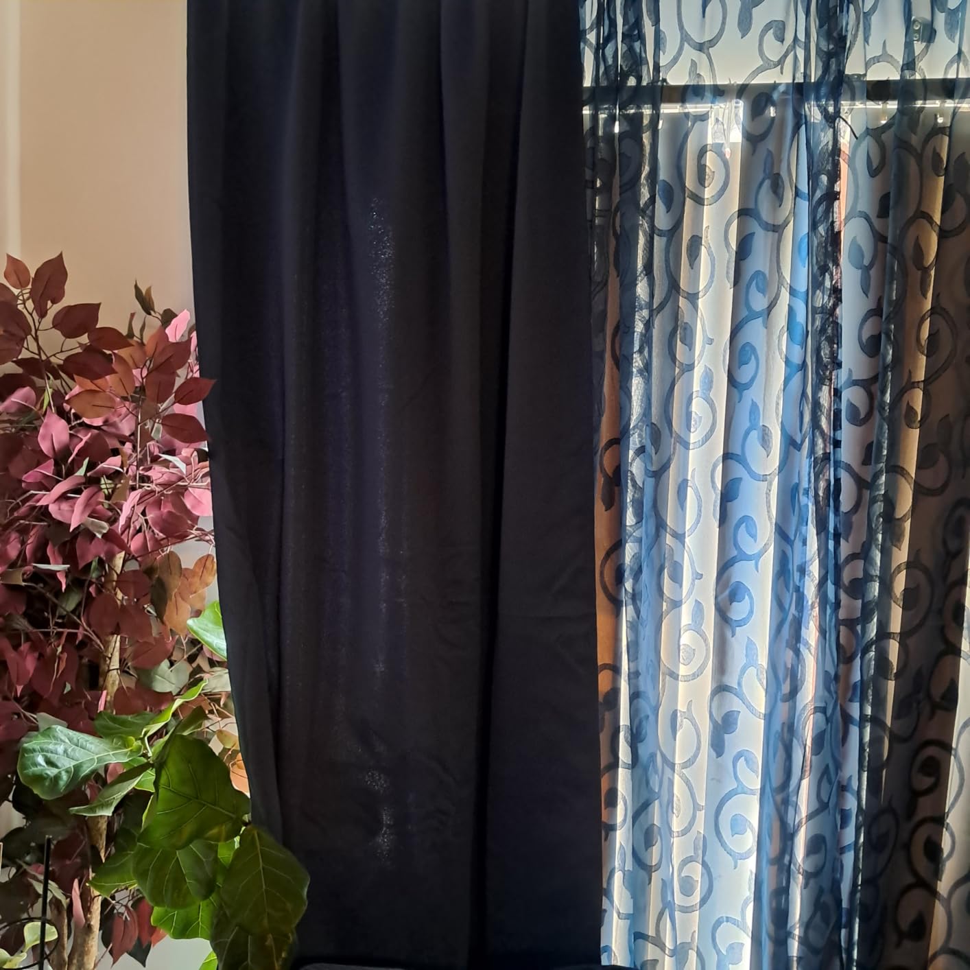 OVZME Black Blackout Curtains for Bedroom 72 Inch Length 2 Panels Set, Solid Thermal Insulated Energy Saving Window Curtains for Living Room, Dual Rod Pocket Window Drapes, Black, 2x40Wx72L Inches customer photo 2