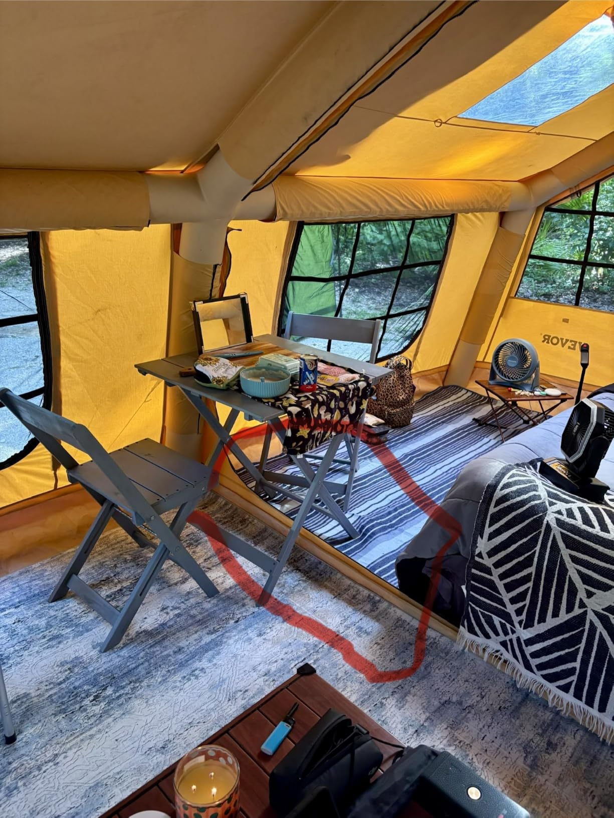 VEVOR Inflatable Tents for Camping, Easy Setup Blow up Tent with Hand Pump, 4 Season Glamping Tent with Stove Jack, Doors & Mesh Windows, Storage Bag Included for Easy Taking customer photo 2