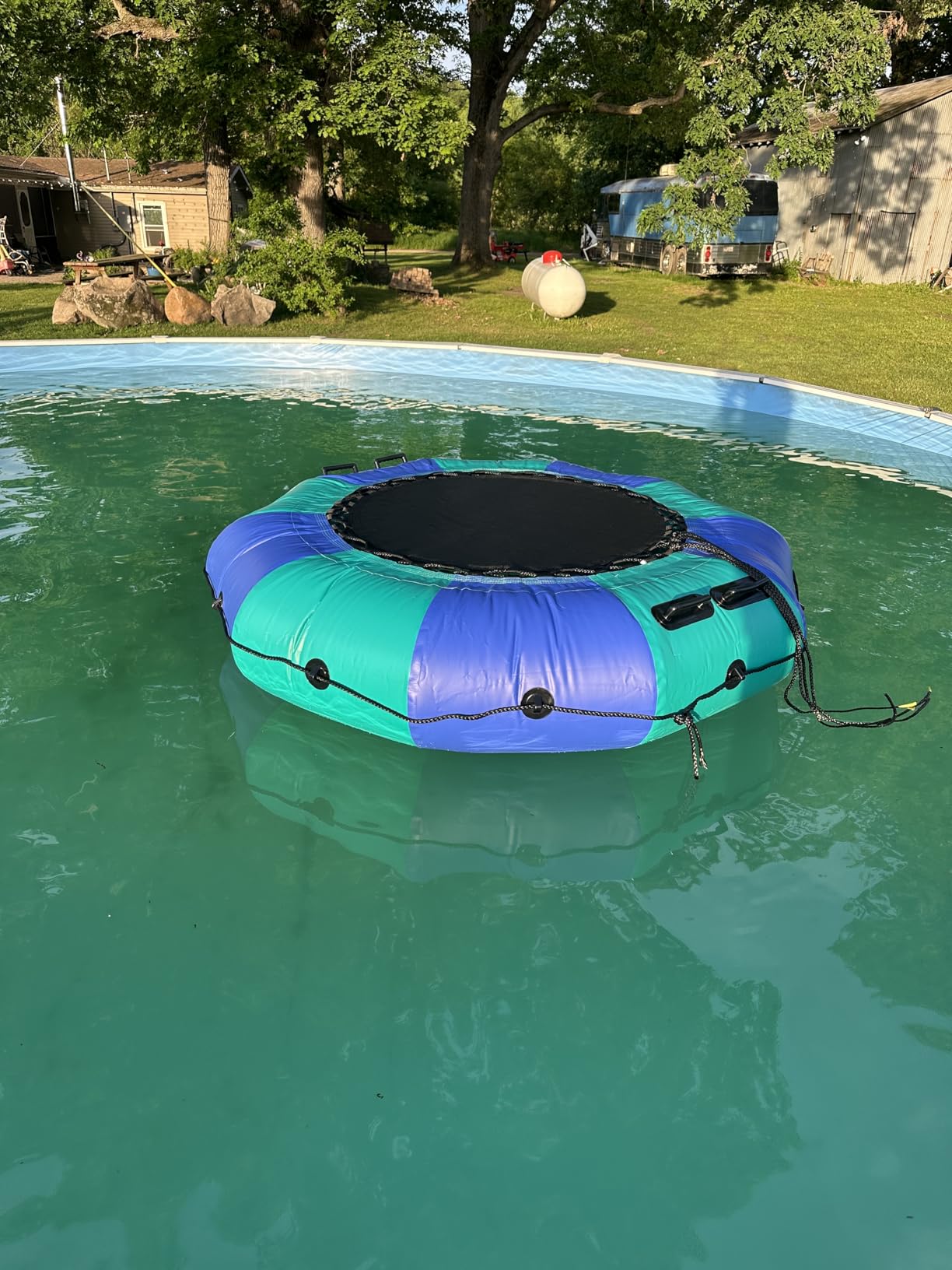6FT/10FT12FT/15FT Inflatable Water Trampoline, Recreational Water Bouncer, Adults Youth Floating Rebounder with 4-Step Ladder, Portable Bounce Swim Platform for Pool, Lake, Water Sports customer photo 1