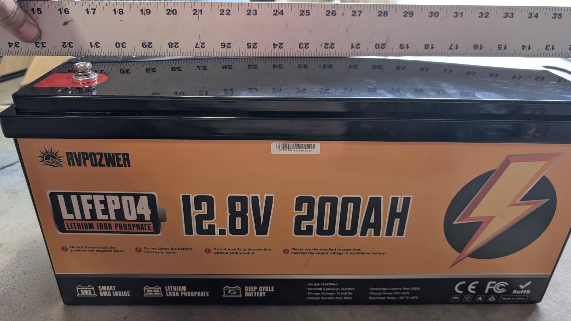 12V 100Ah LiFePO4 Lithium Battery Group 31 with Built-in 100A BMS customer photo 1