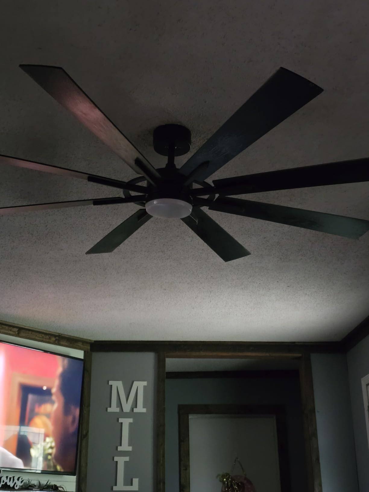 Large Ceiling Fans with Lights: Modern 72 Inch 8 Blade Outdoor Ceiling Fan with Remote APP Control - Dimmable Black Big Fan Light Indoor Reversible 6 Speed Quiet DC Motor customer photo 1