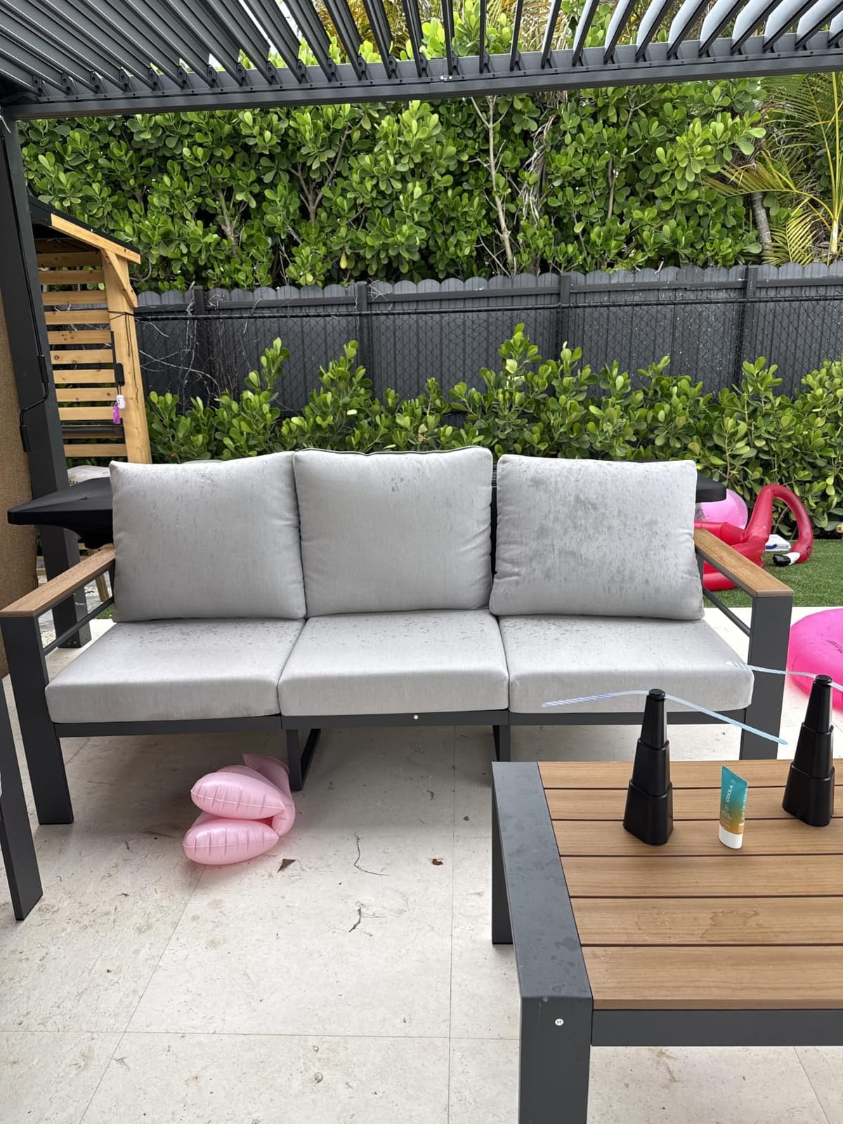 Aoxun Aluminum Patio Furniture Set 7 Seats, Oversized Outdoor Sectional with Washable Thick Cushions, Coffee Table, Patio Conversation Sets for Porch, Balcony, Deck, Dark Gray customer photo 2