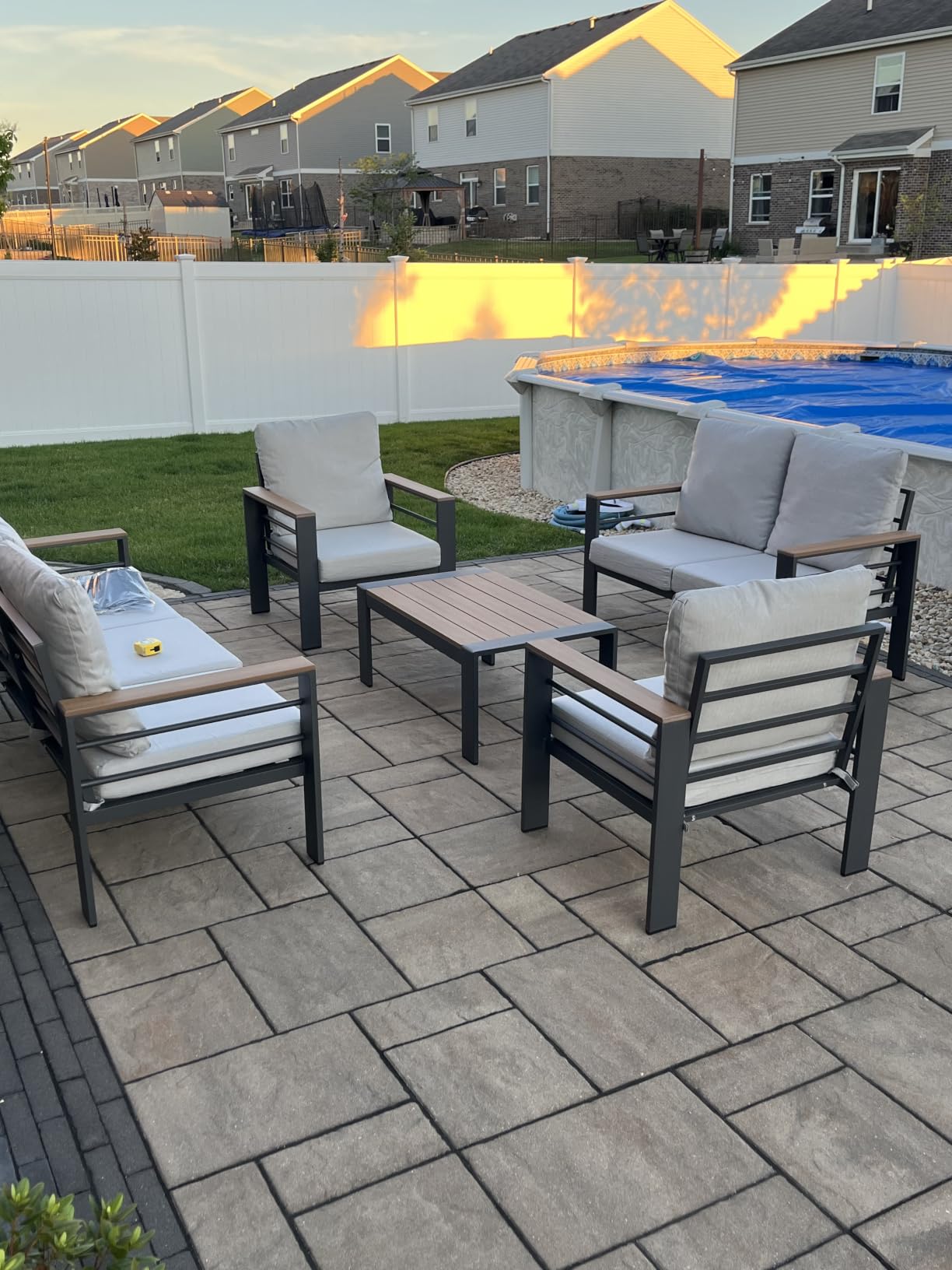 Aoxun Aluminum Patio Furniture Set 7 Seats, Oversized Outdoor Sectional with Washable Thick Cushions, Coffee Table, Patio Conversation Sets for Porch, Balcony, Deck customer photo 2