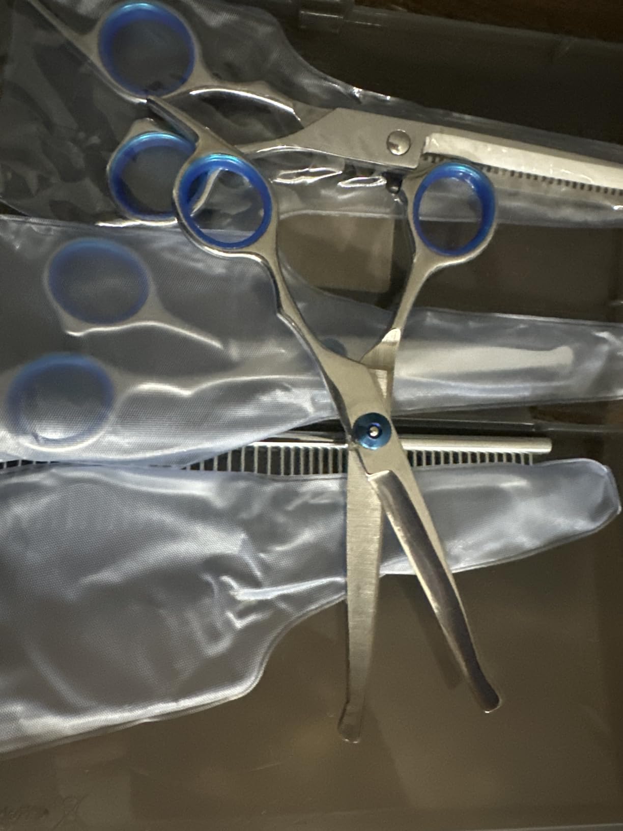 Professional 4 in 1 Dog & Cat Grooming Scissors Kit with Safety Round Tips,Sharp & Durable,Dog Shears for Grooming - Includes Straight, Curved, Thinning Scissors and Comb - Premium Pet Supplies customer photo 1