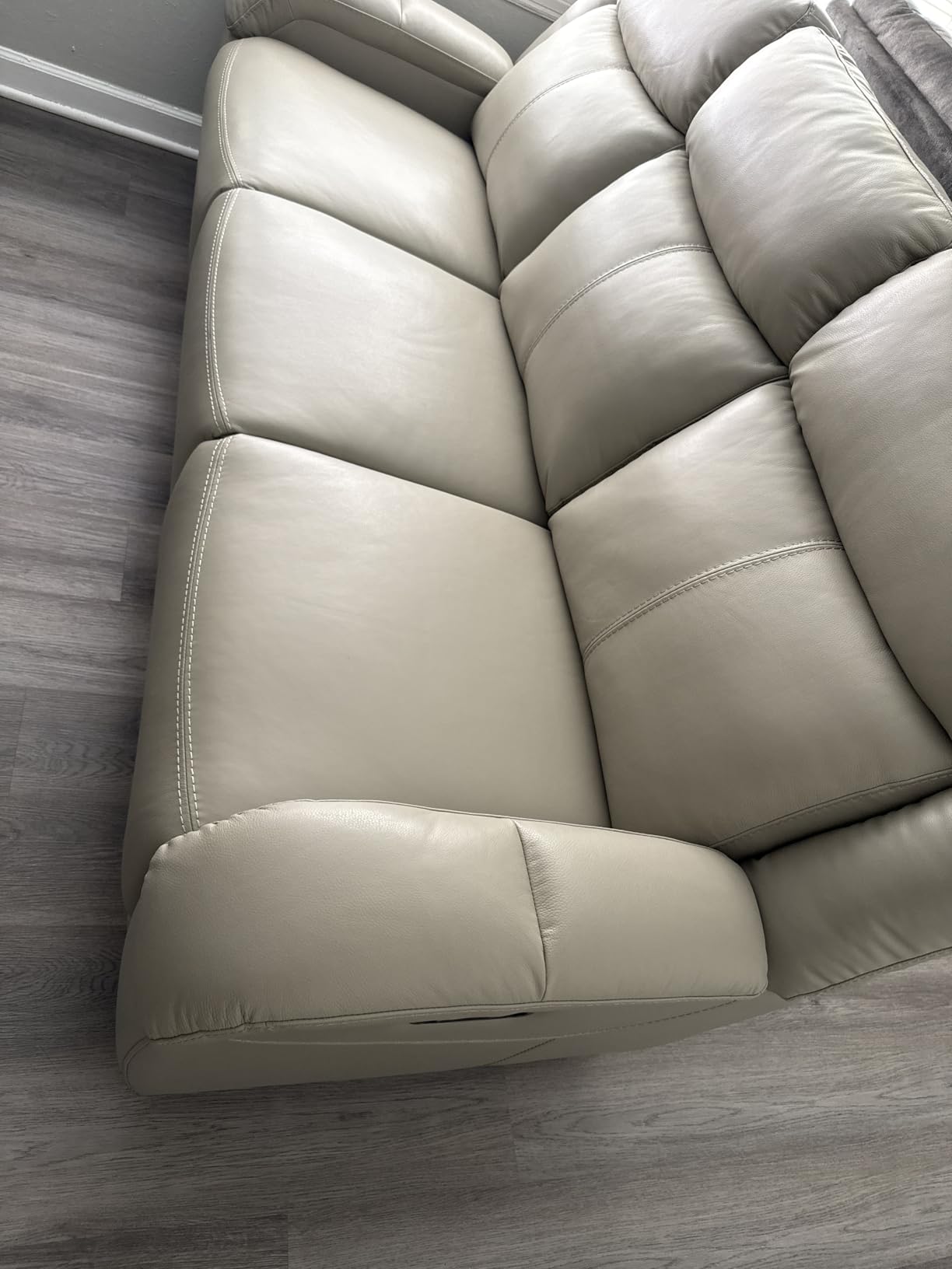 Watson & Whitely Genuine Leather Wall Hugger Power Reclining Sofa, Saddle customer photo 2