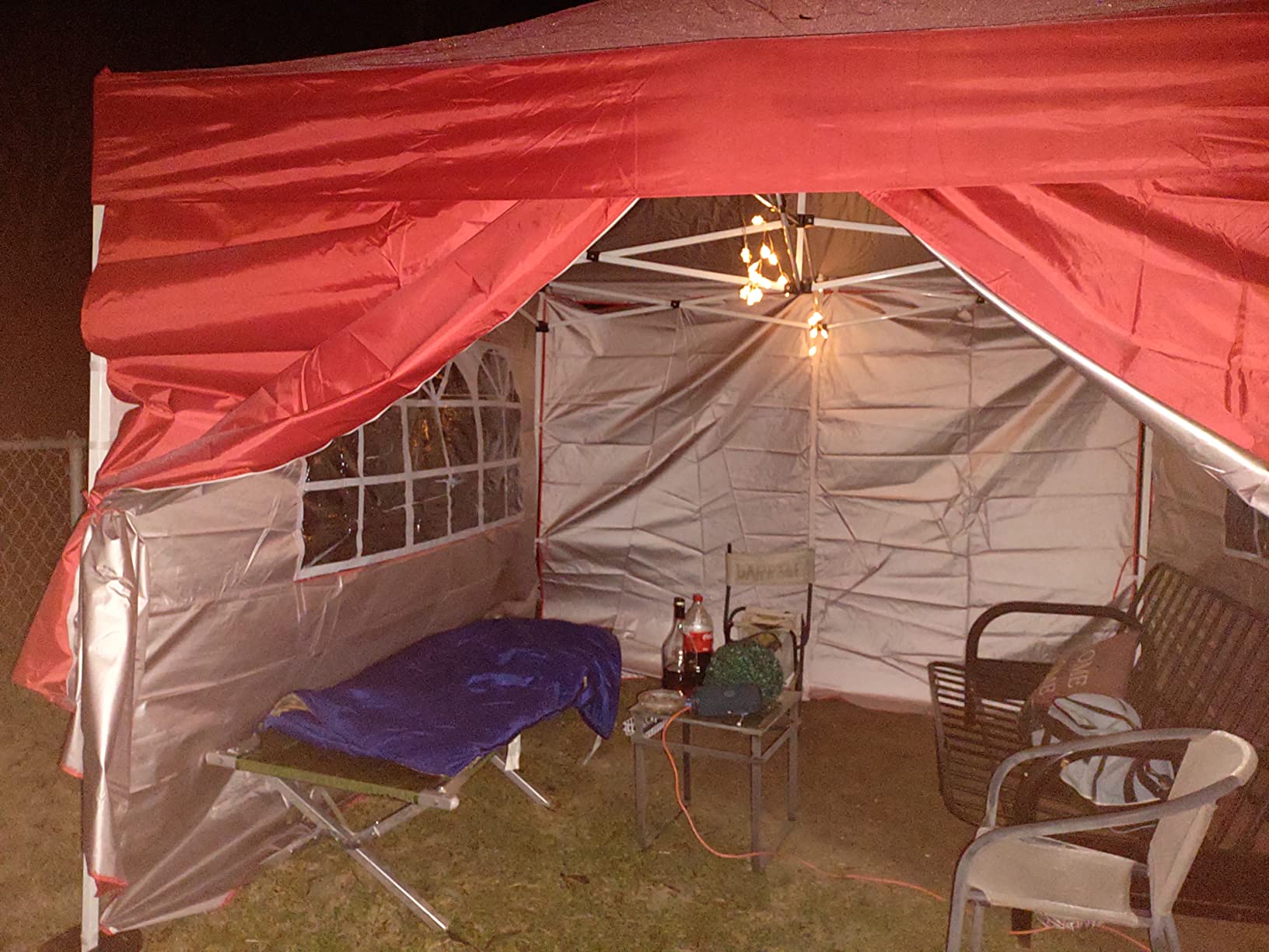 GDY 10x10 Pop Up Canopy Tent with 4 Sidewalls, Easy Set up, Outdoor Silver Coated Beach Gazebos, Carpas with 4 Sandbags, for Events, Parties,Camping,White. customer photo 2