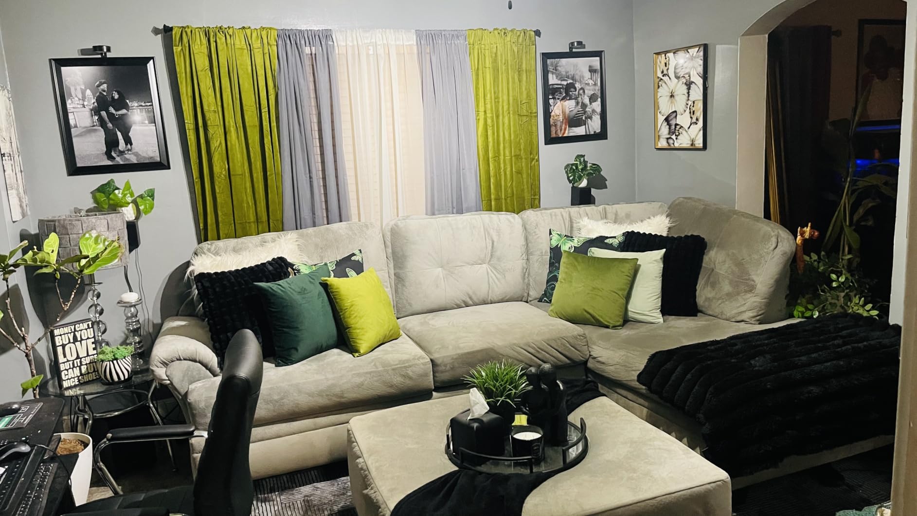 LAMIT Olive Green Velvet Curtains 84 Inch Length for Living Room, 2 Panels customer photo 2