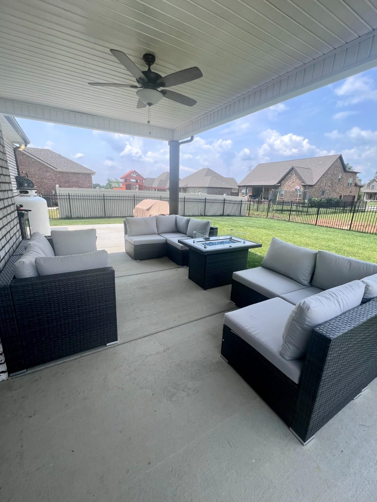 NICESOUL 13 Piece Patio Furniture Set with Fire Pit Table, Luxury Wicker Outdoor Patio Sectional with Fire Pit & Chaise Lounge, 29.3