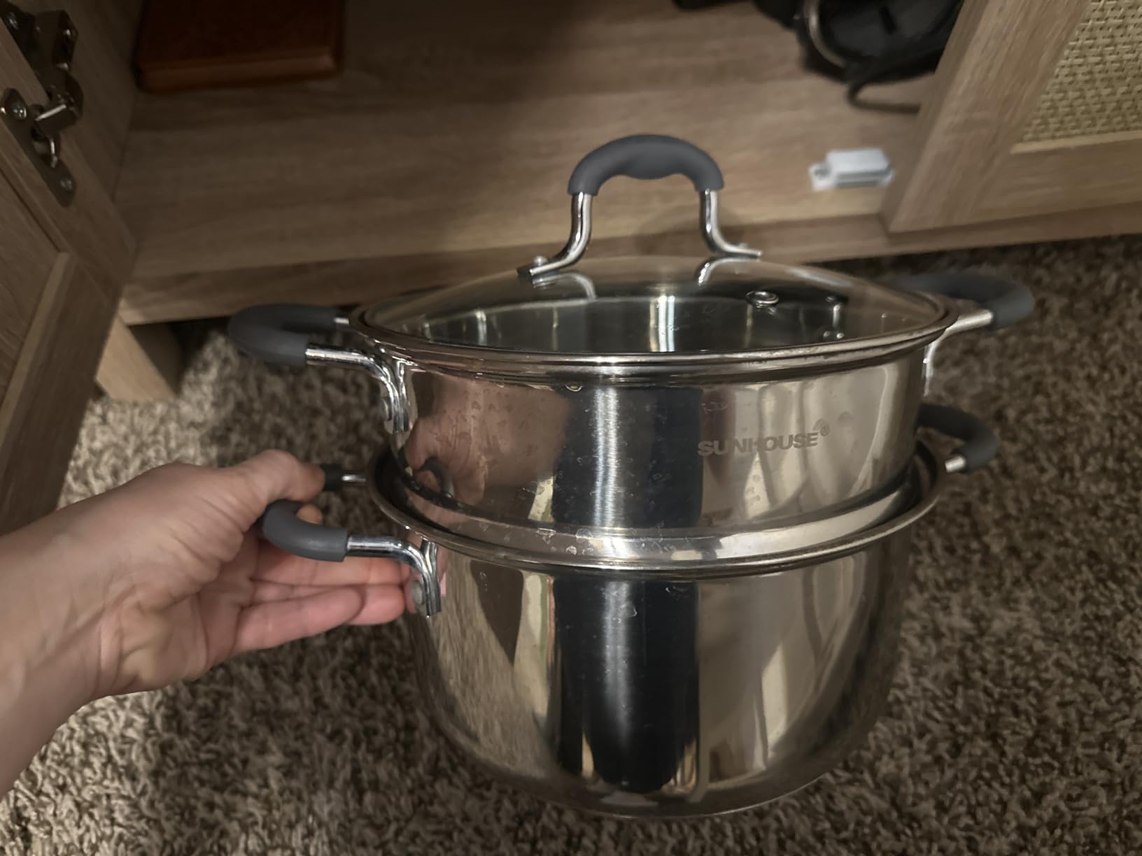 SUNHOUSE 9.3 QT Stainless Steel Steamer Pot for Cooking with Glass Lid customer photo 1