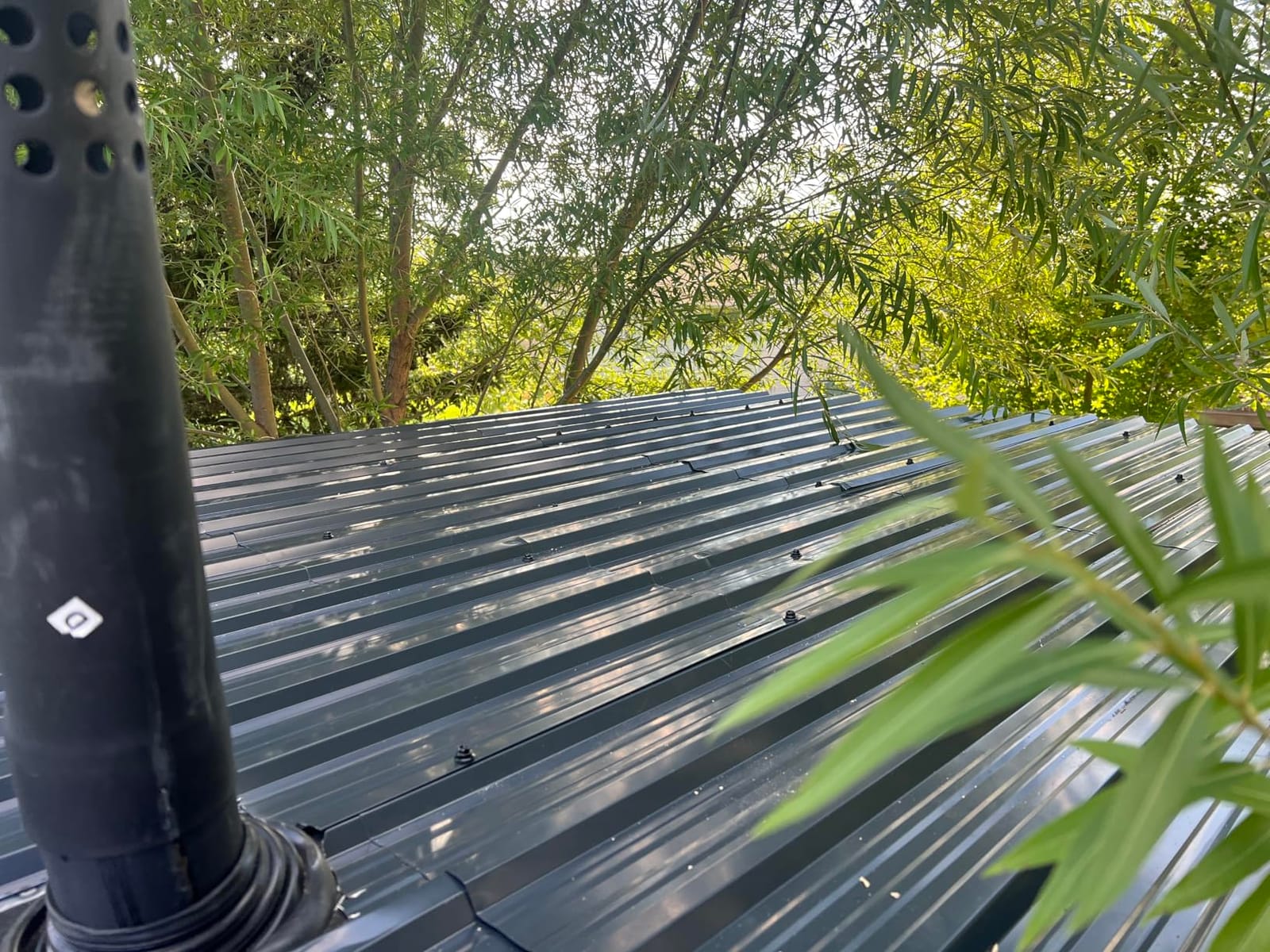 Metal Roofing Panels - 20 Pcs Waterproof Heavy Duty Metal Roof Panels Galvanized Steel Corrugated Tin Roof Panel for Carports Tool Sheds Patio Porch Pergola, Easy to Install Black, 60.6x17.7in customer photo 2