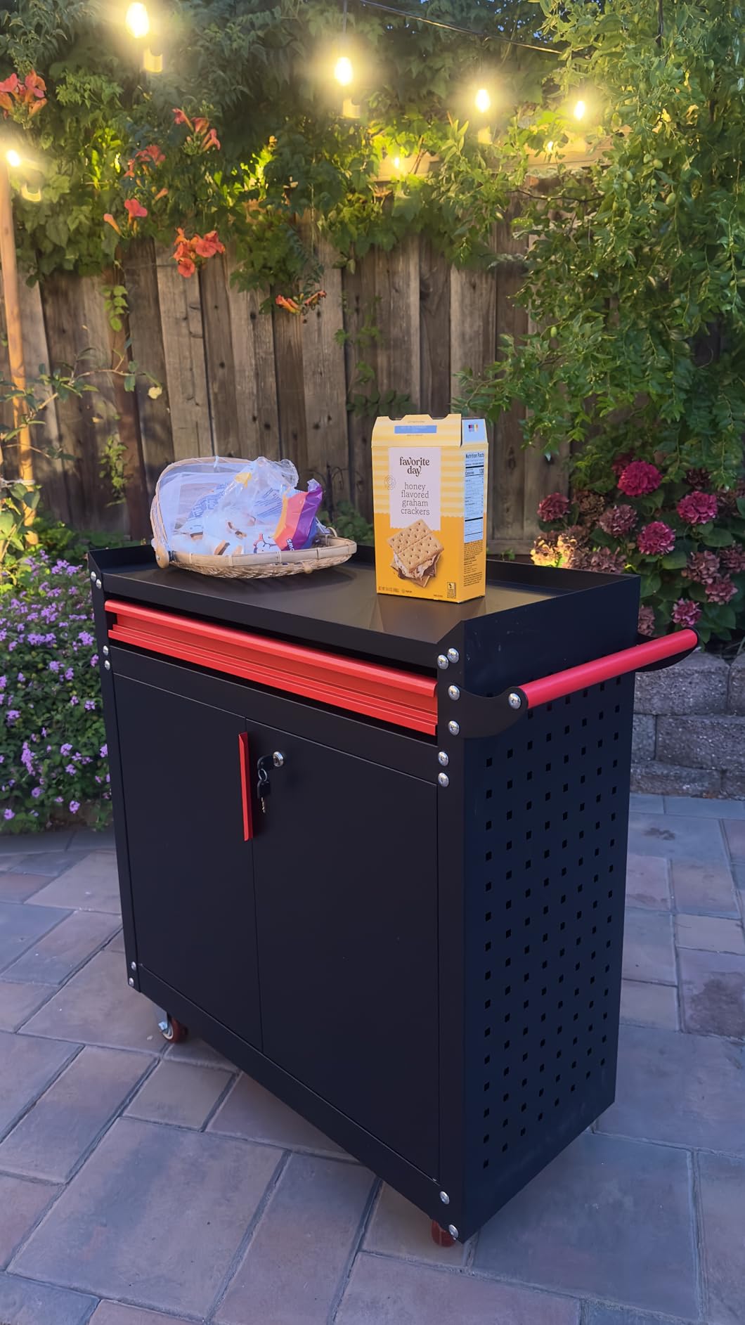 Eltean Metal Grill Cart - Outdoor Grill Cart with Storage,Grill Table with Wheels,Outdoor Bar Cart with Adjustable Shelf for Kitchen Prep and Patio BBQ customer photo 2