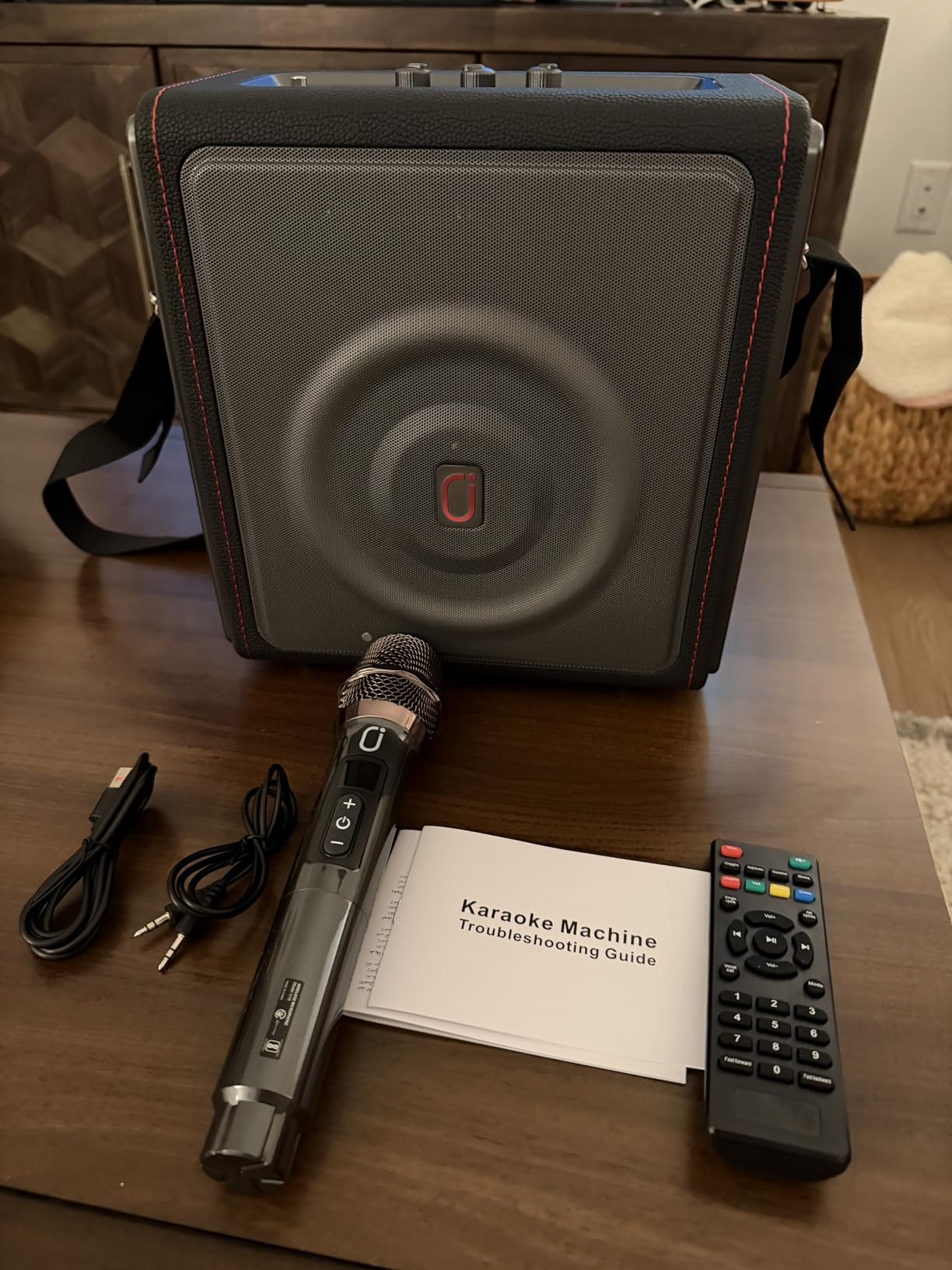 Karaoke Machine for Adults with 3 Wireless Microphones, 300W PA System | Pitch Correction, Bluetooth 5.3, Retro Leather Design, TV Connection, TWS Stereo and Live Performance Support customer photo 1