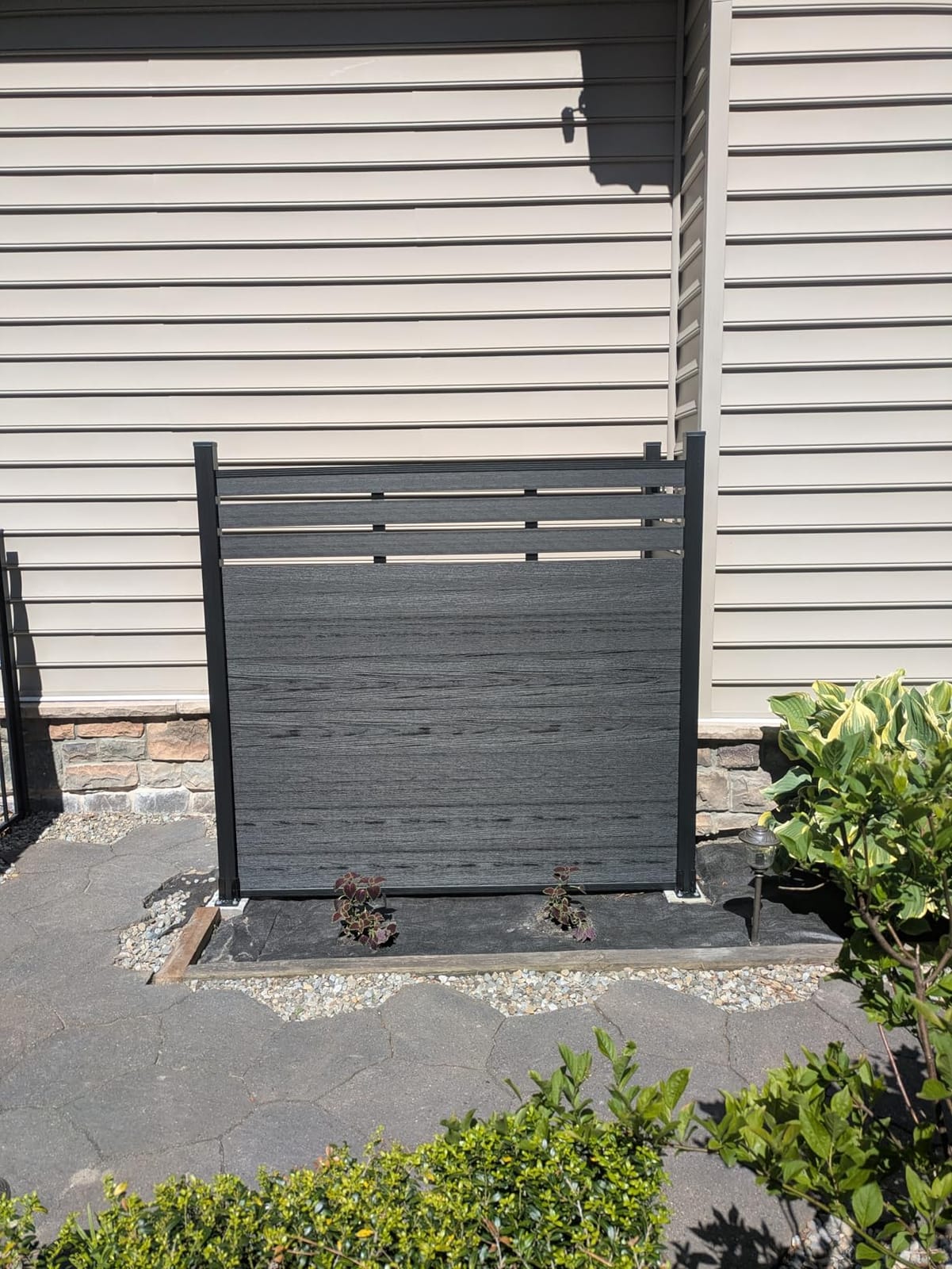 6x6 FT Wood Composite Privacy Fence Panel,Semi-Enclosed Outdoor AC Unit Cover,Trash Can Barrier | Weatherproof, Easy Installation, Durable Composite Fencing (Antique Wood with 2 Posts) customer photo 1