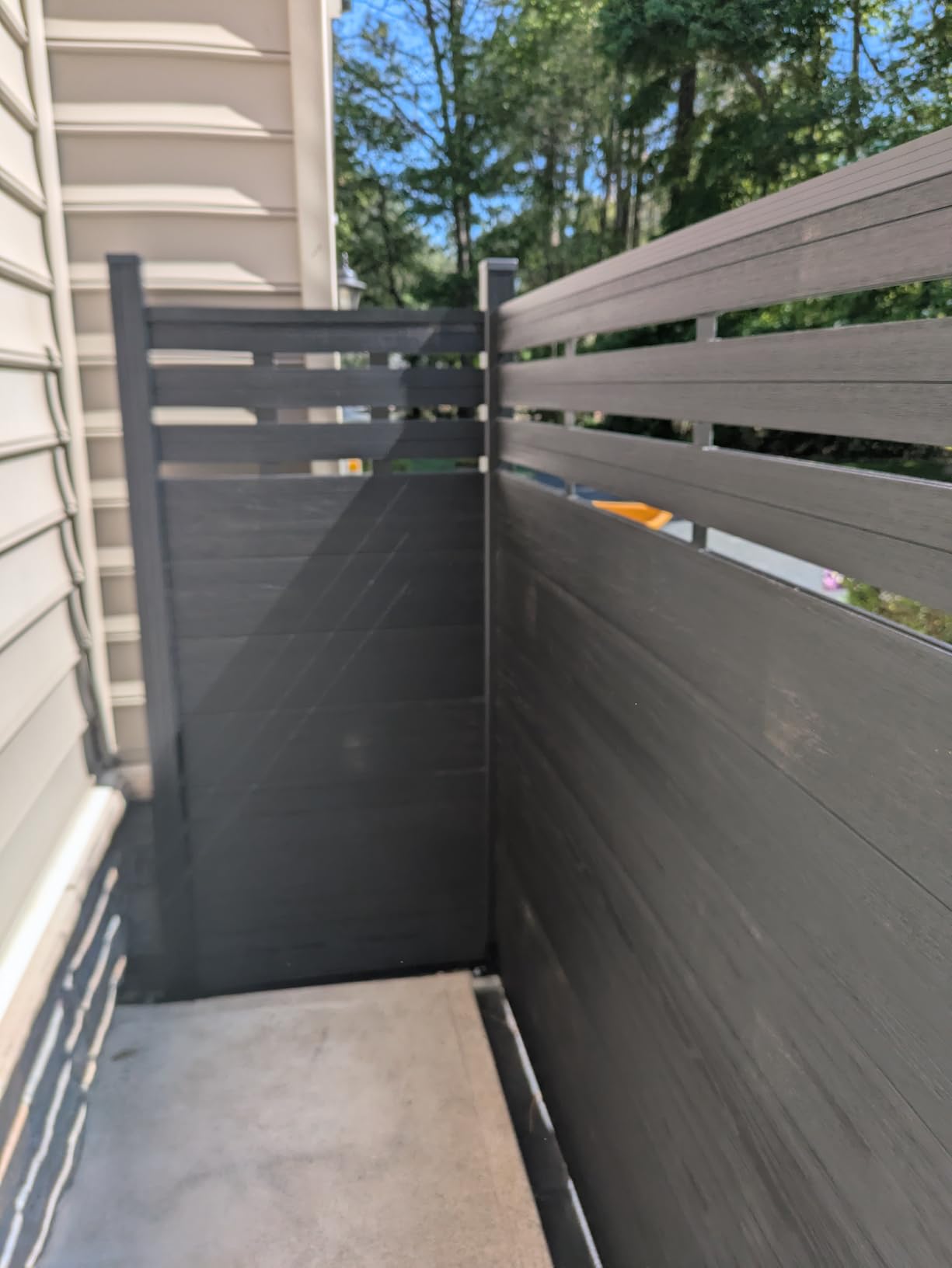 6x6 FT Wood Composite Privacy Fence Panel,Semi-Enclosed Outdoor AC Unit Cover,Trash Can Barrier | Weatherproof, Easy Installation, Durable Composite Fencing (Antique Wood with 2 Posts) customer photo 2