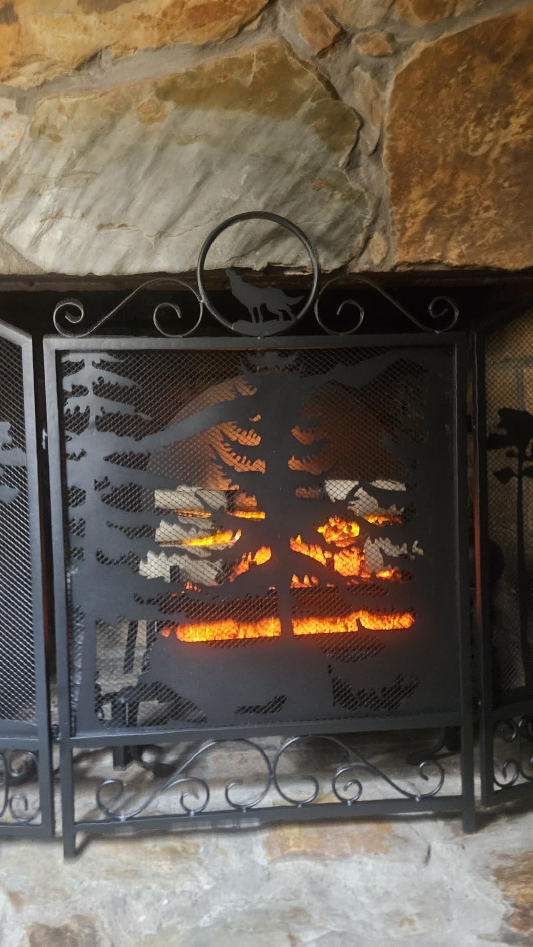 WICHEMI Fireplace Screen 3 Panel 48x25 Inch Folding Fireplace Screen Gold customer photo 1