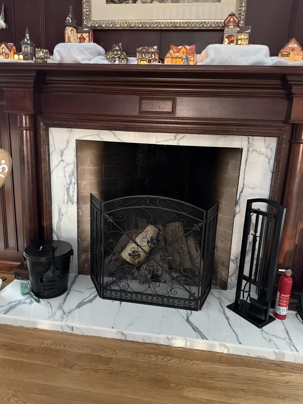 WICHEMI Fireplace Screen 3 Panel 48x25 Inch Folding Fireplace Screen Gold customer photo 2